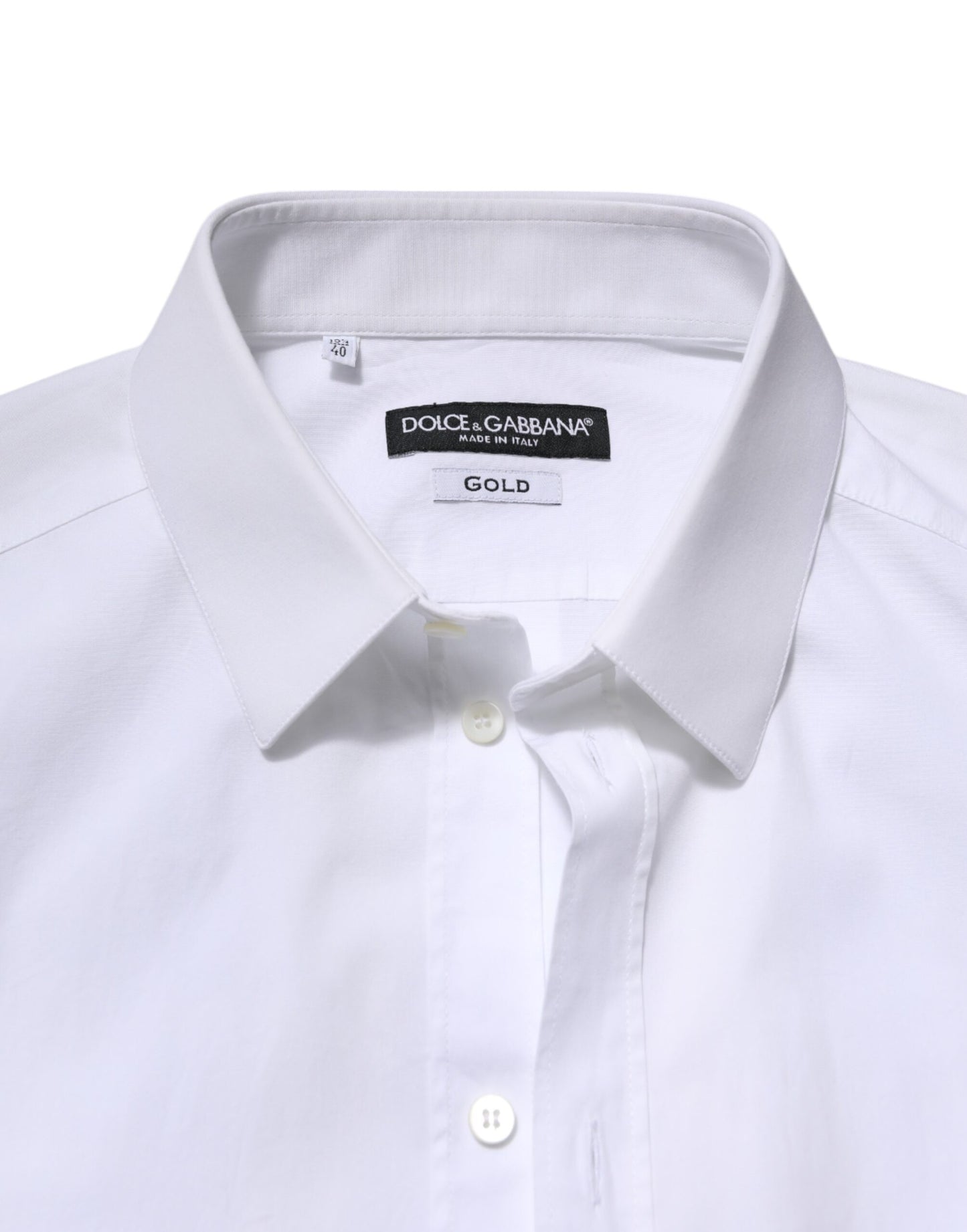 Dolce & Gabbana White GOLD Long Sleeve Dress Formal Shirt Dolce & Gabbana