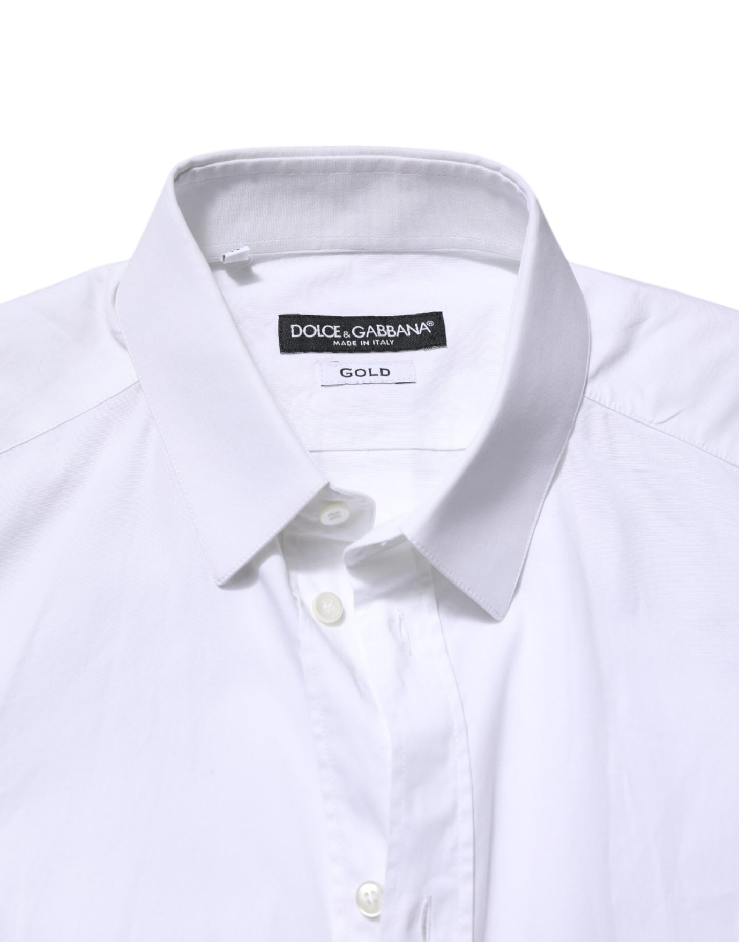 Dolce & Gabbana White GOLD Cotton Dress Formal Shirt Dolce & Gabbana