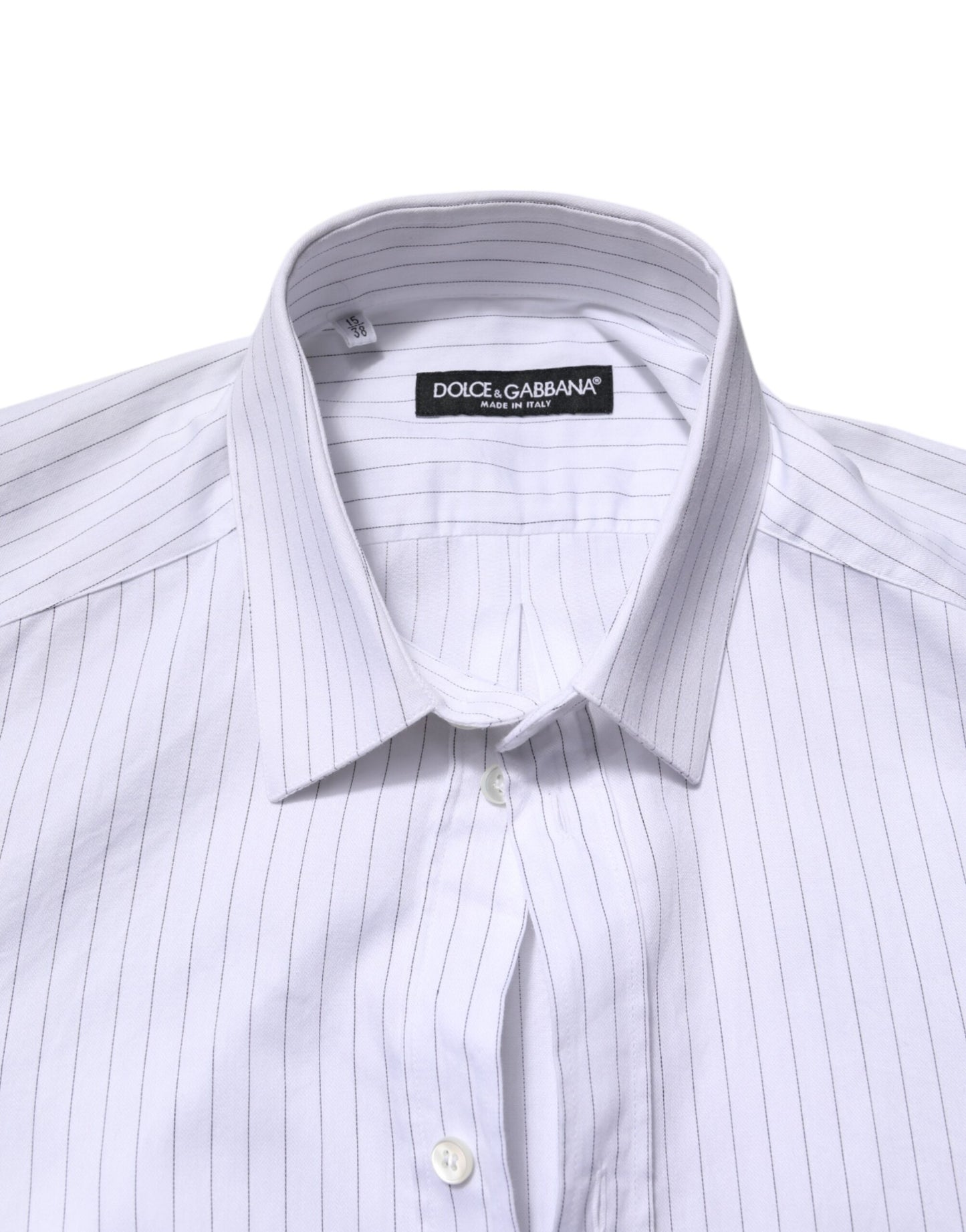 Dolce & Gabbana White Stripes Cotton Long Sleeve Formal Shirt Dolce & Gabbana
