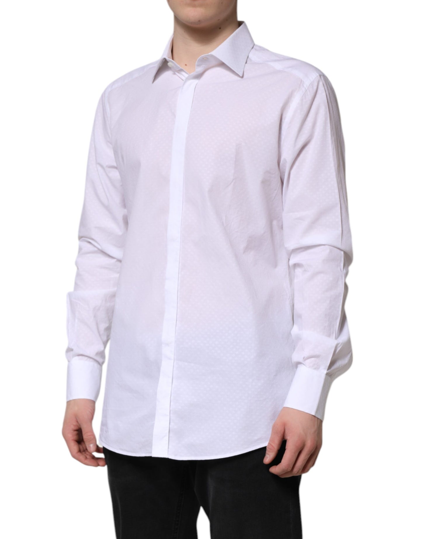 Dolce & Gabbana White GOLD Cotton Long Sleeves Formal Shirt Dolce & Gabbana