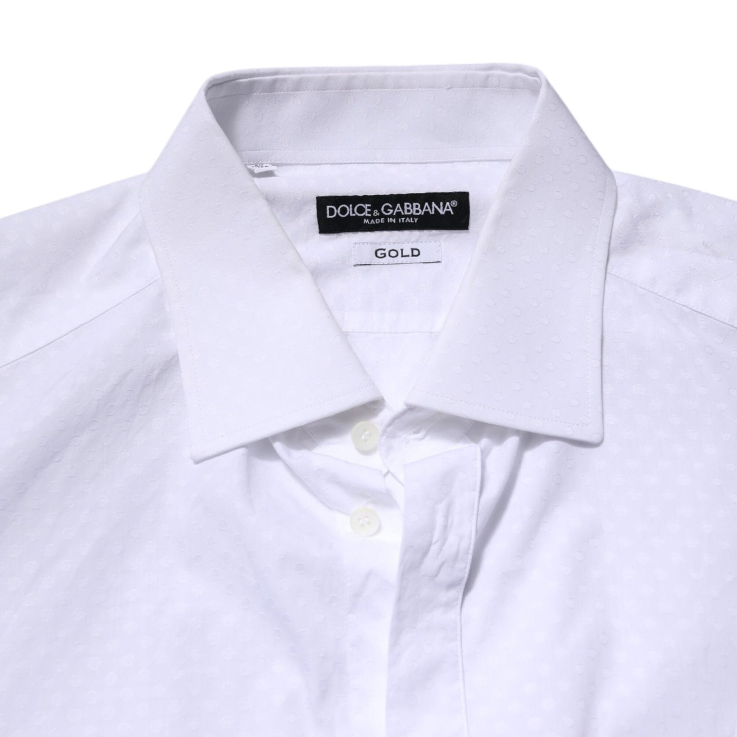 Dolce & Gabbana White GOLD Cotton Long Sleeves Formal Shirt