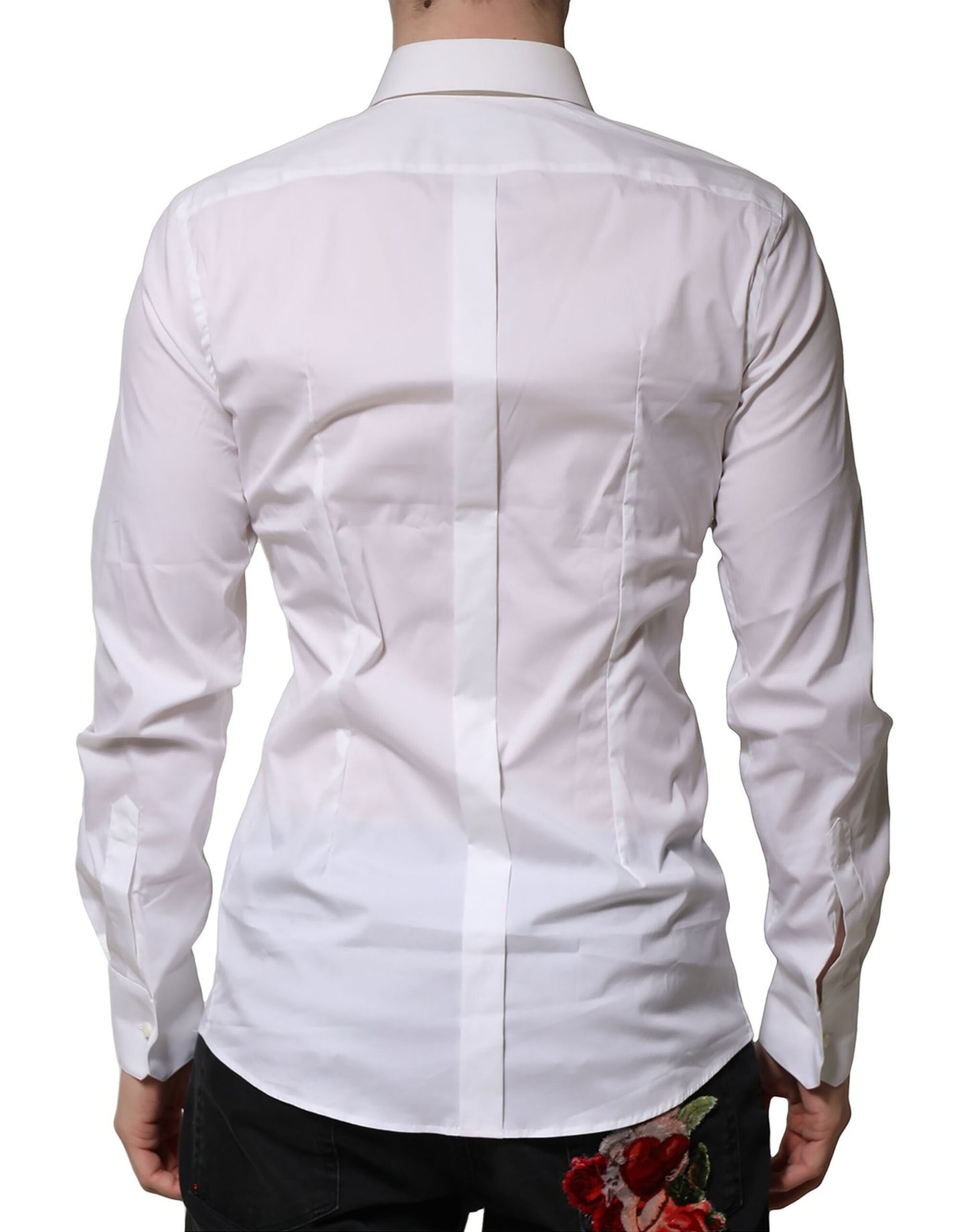 Dolce & Gabbana White Cotton Long Sleeves GOLD Formal Shirt Dolce & Gabbana