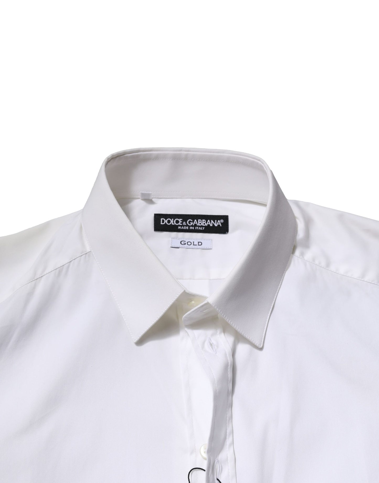 Dolce & Gabbana White Cotton Long Sleeves GOLD Formal Shirt Dolce & Gabbana