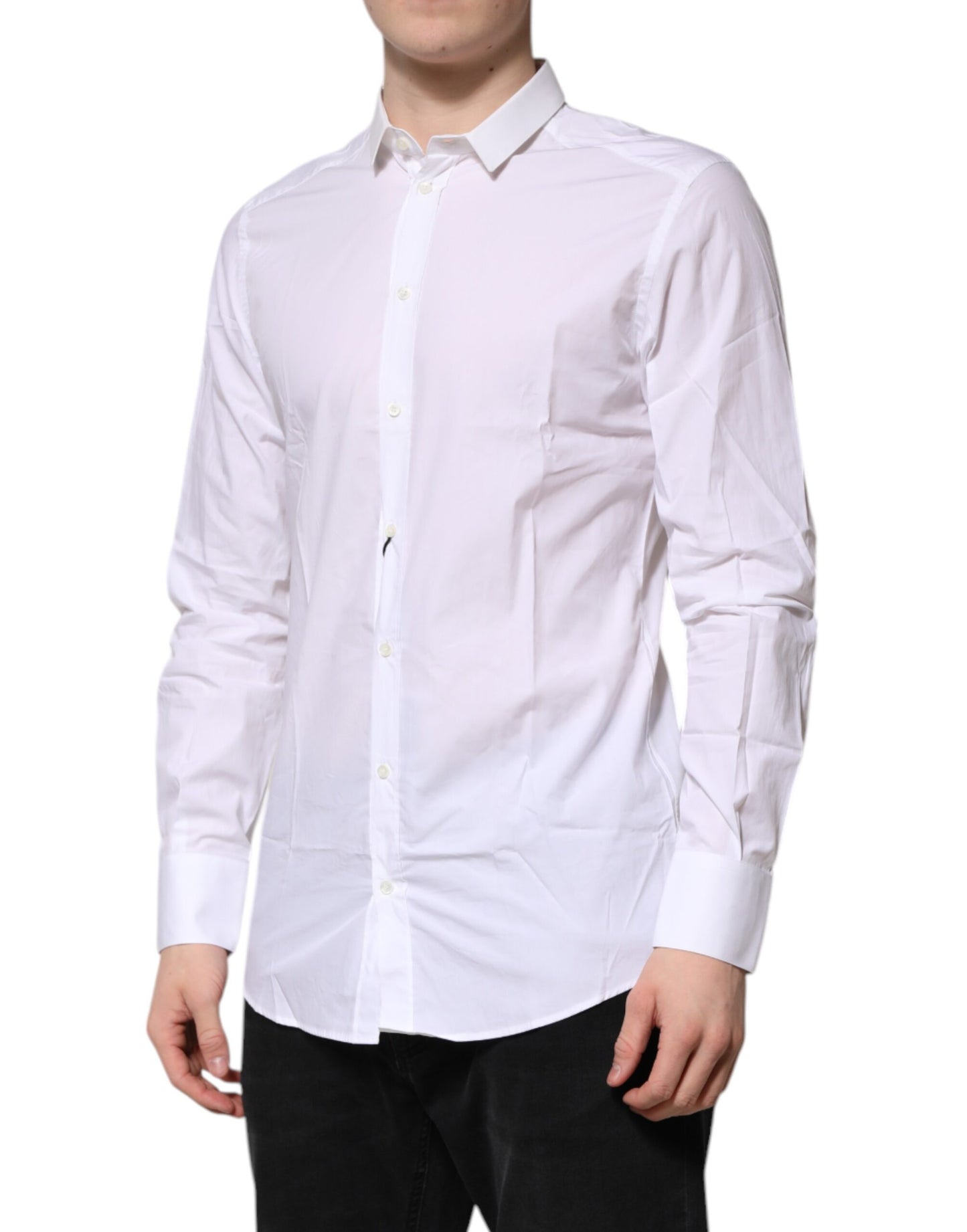 Dolce & Gabbana White GOLD Cotton Long Sleeves Men Formal Shirt Dolce & Gabbana