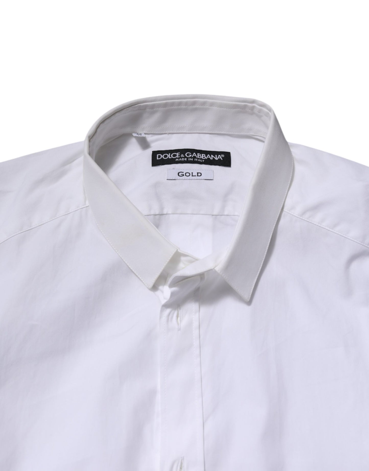 Dolce & Gabbana White GOLD Cotton Long Sleeves Men Formal Shirt Dolce & Gabbana