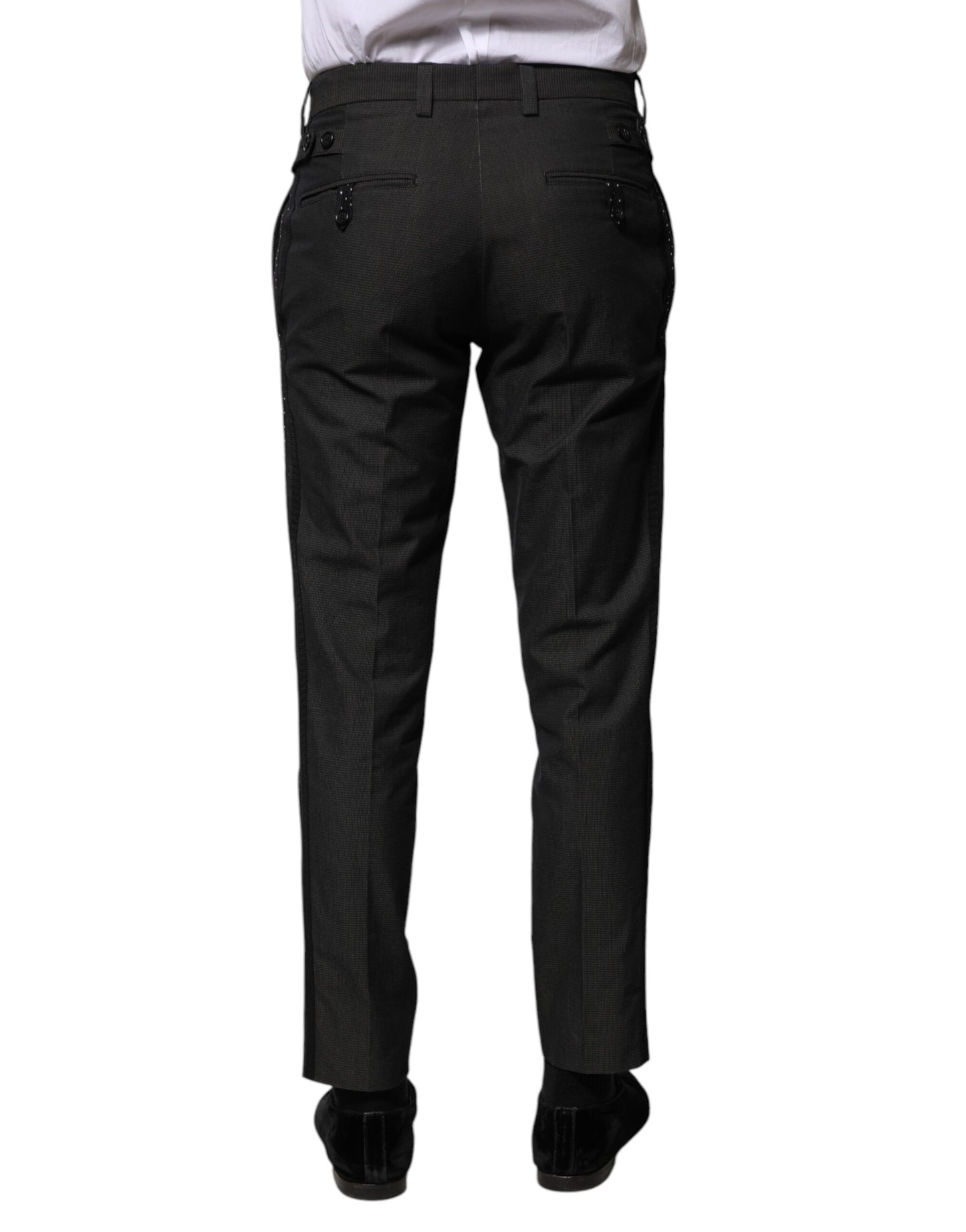 Dolce & Gabbana Gray Cotton Patterned Formal Pants Dolce & Gabbana