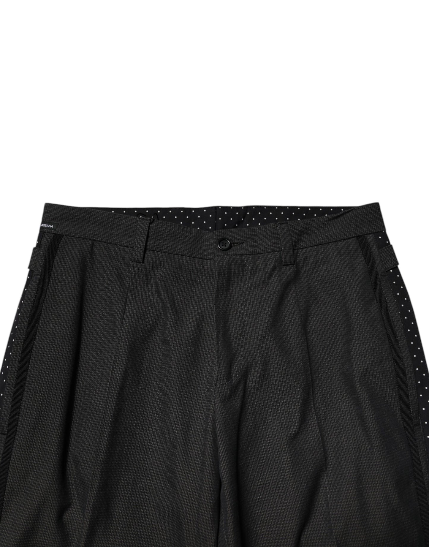Dolce & Gabbana Gray Cotton Patterned Formal Pants Dolce & Gabbana