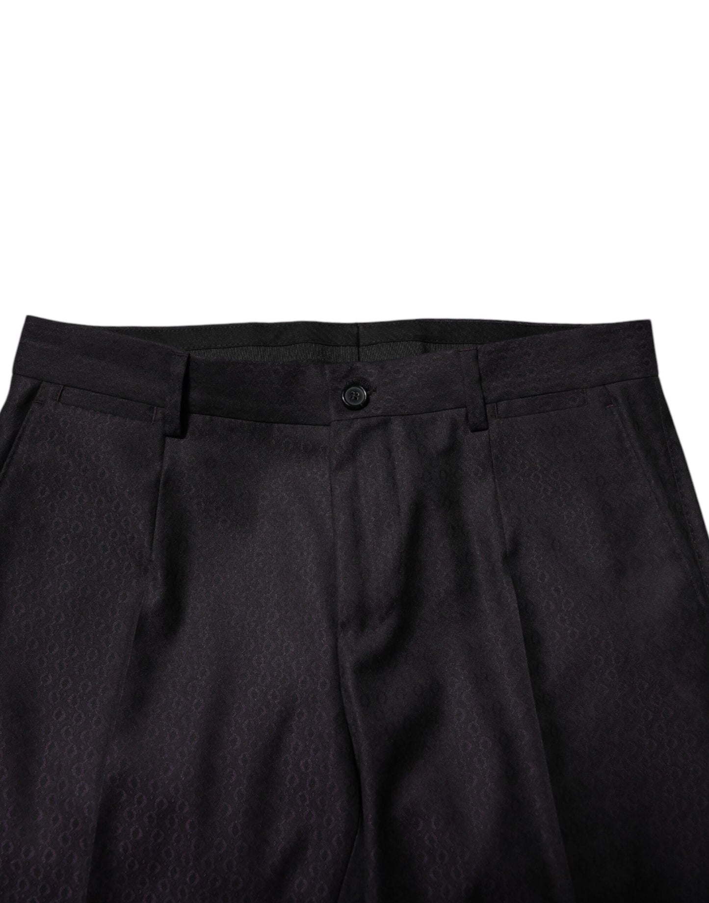 Dolce & Gabbana Black Wool Patterned Formal Pants Dolce & Gabbana