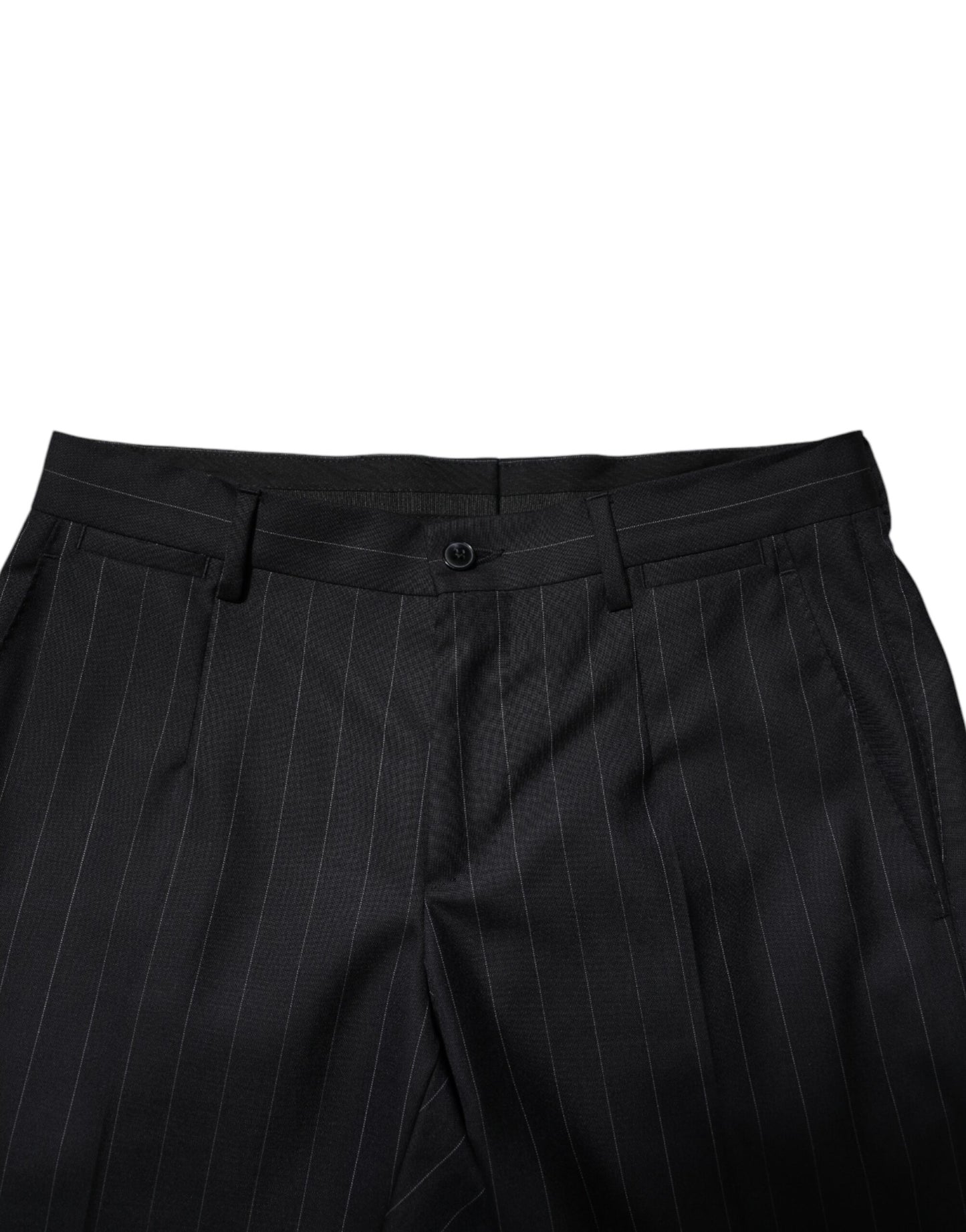Dolce & Gabbana Black Wool Striped Formal Pants Dolce & Gabbana