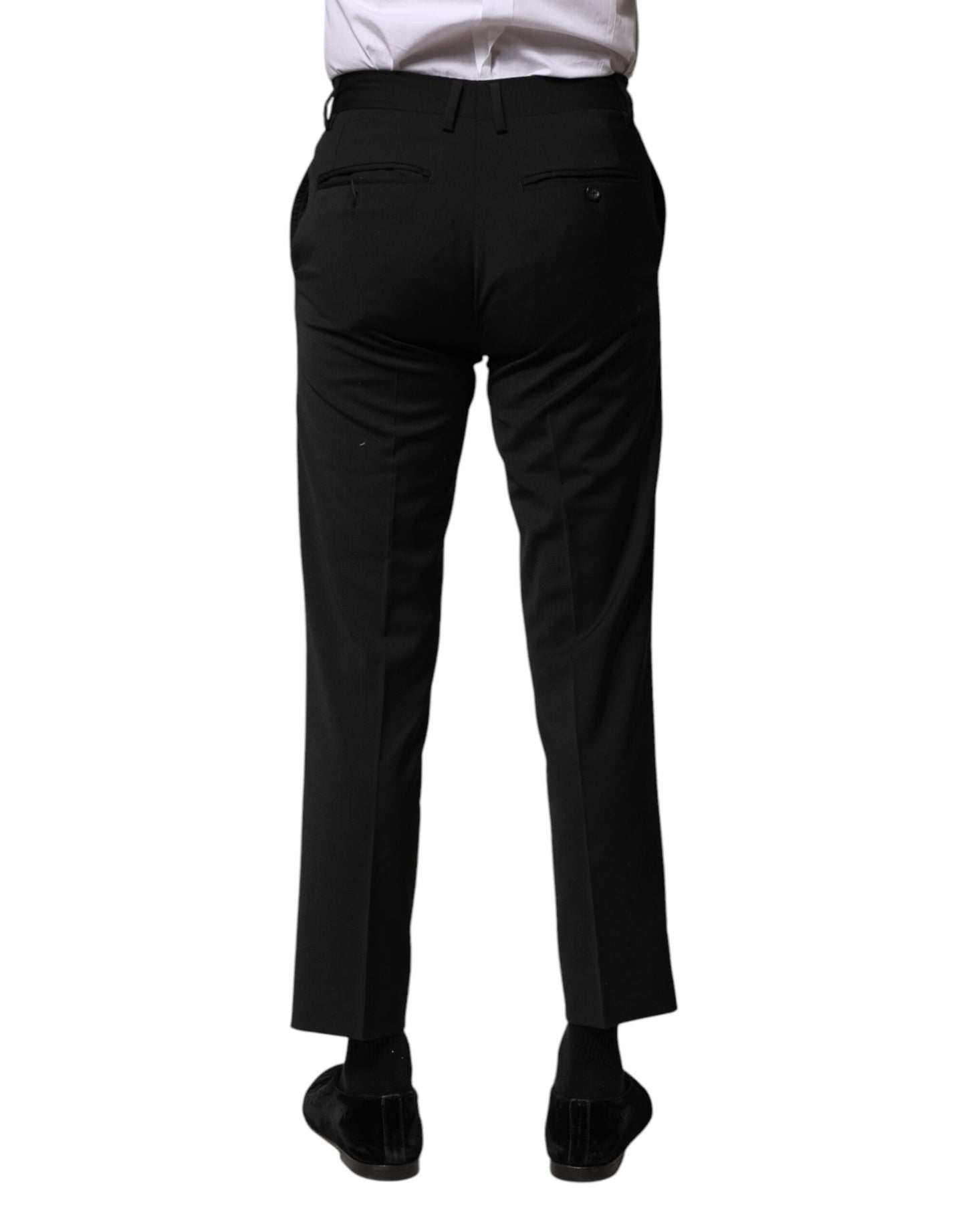 Dolce & Gabbana Black Wool Formal Men Cropped Pants Dolce & Gabbana