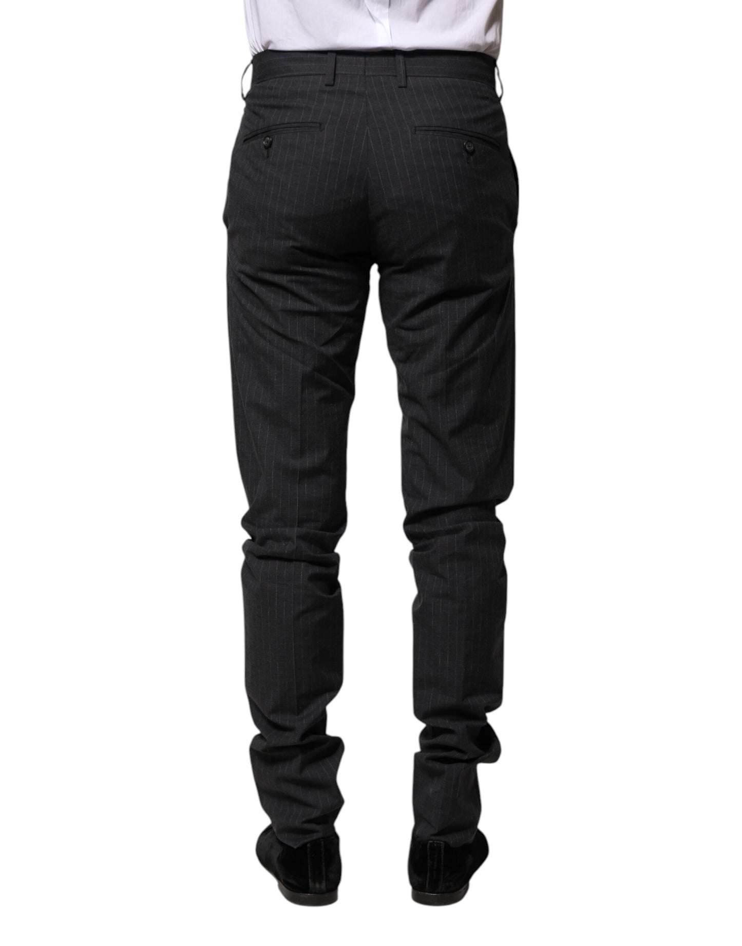 Dolce & Gabbana Gray Striped Cotton Formal Pants Dolce & Gabbana