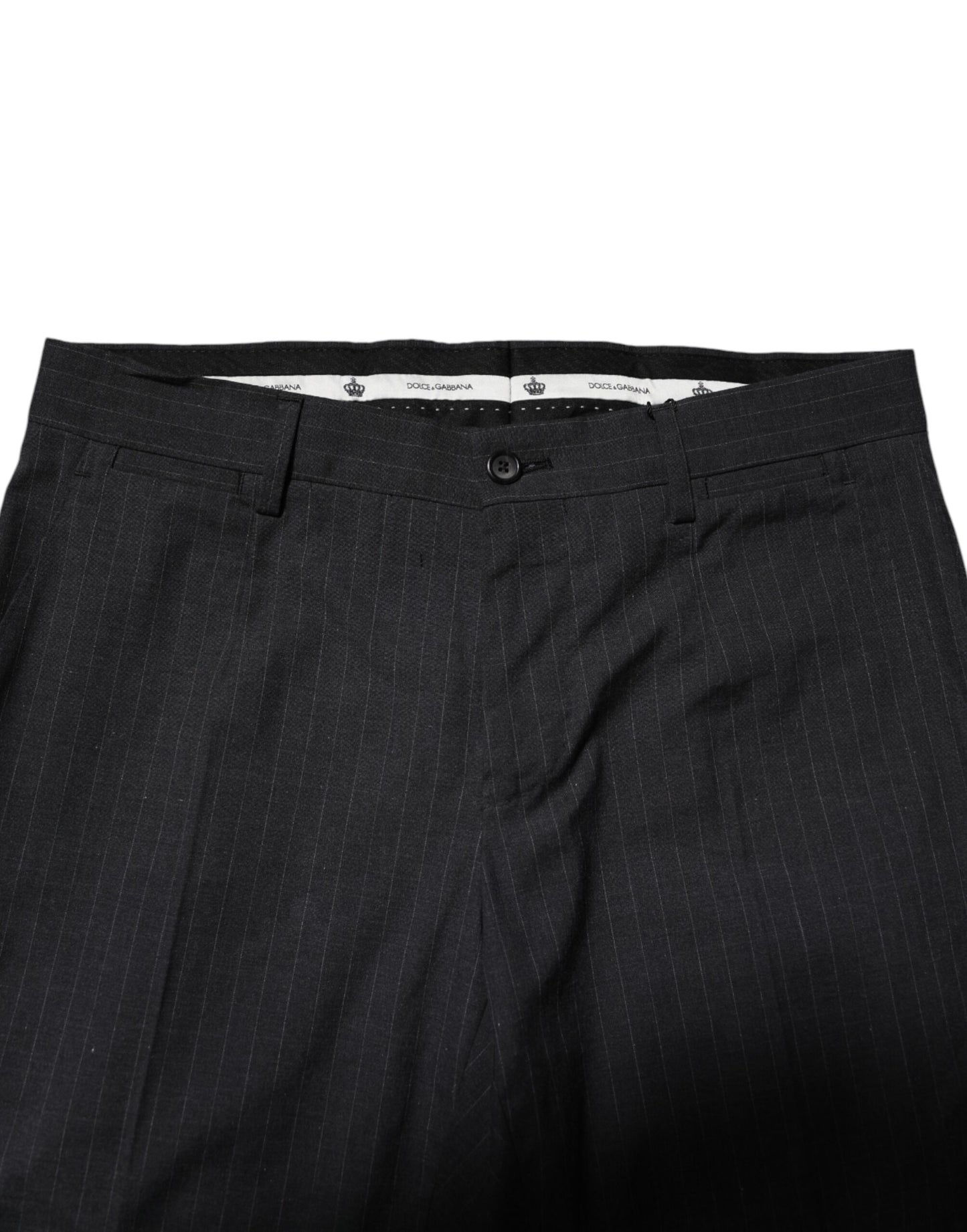 Dolce & Gabbana Gray Striped Cotton Formal Pants Dolce & Gabbana