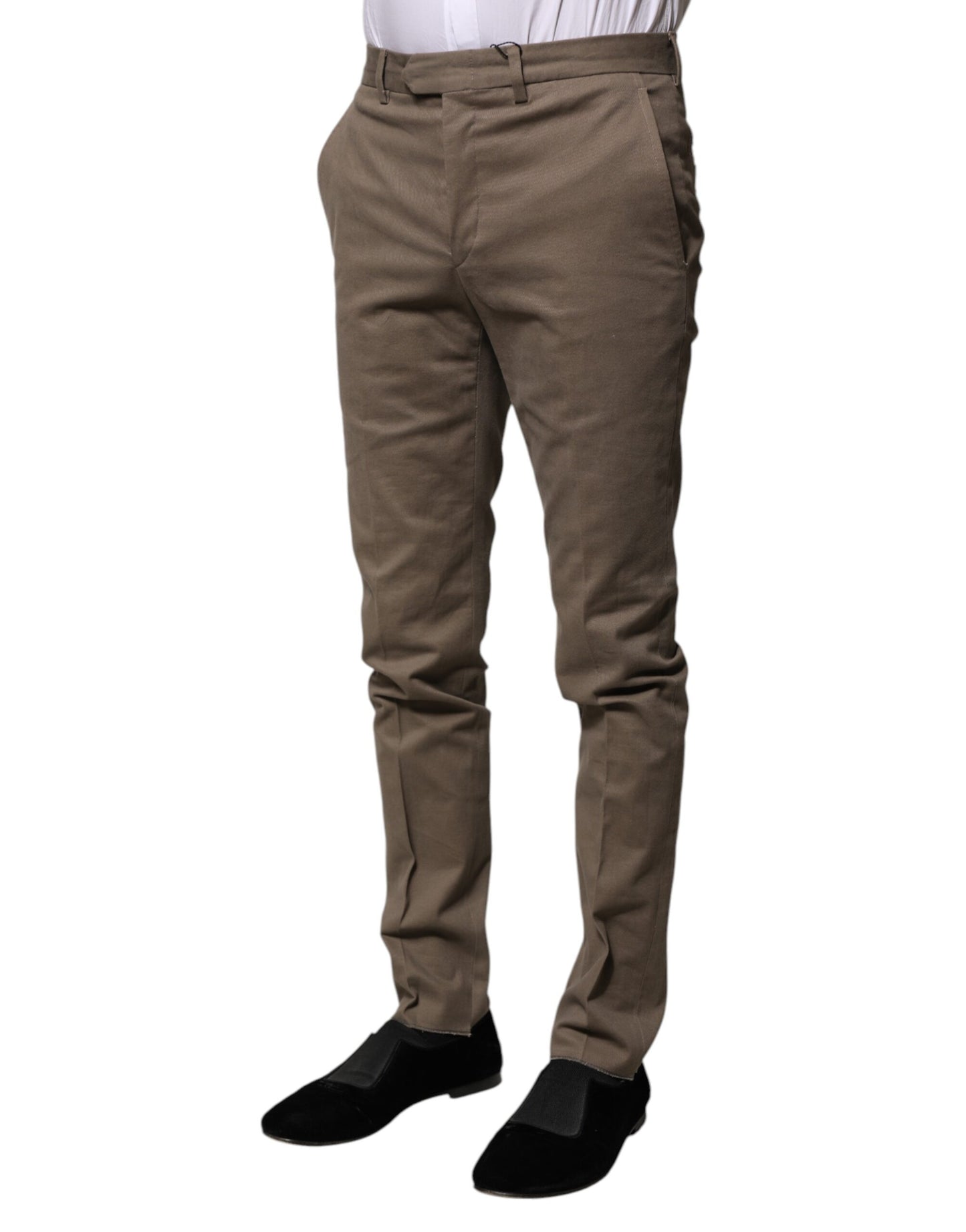 BENCIVENGA Brown Cotton Tapered Formal Dress Pants BENCIVENGA