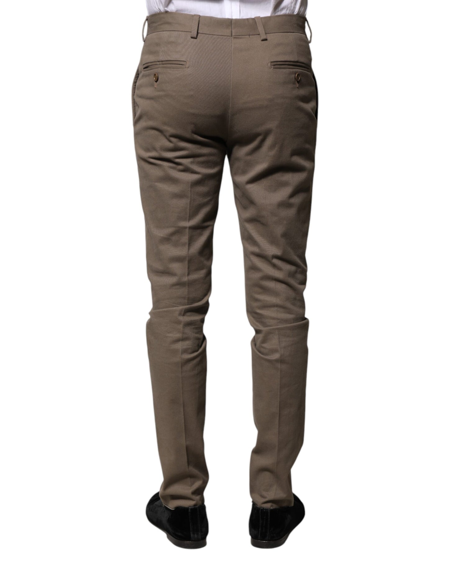 BENCIVENGA Brown Cotton Tapered Formal Dress Pants BENCIVENGA