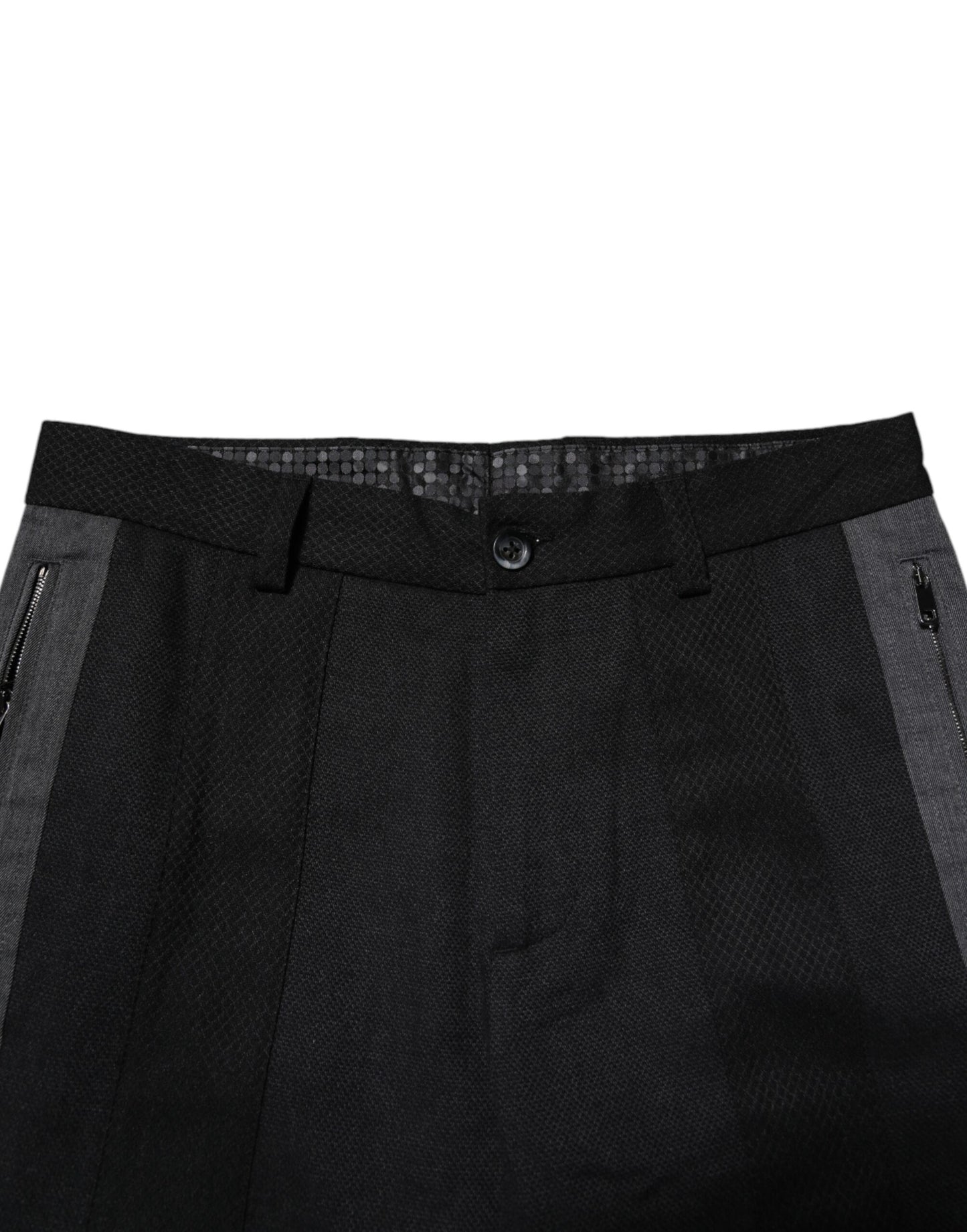 Dolce & Gabbana Black Gray Fantasy Cotton Formal Slim Pants Dolce & Gabbana