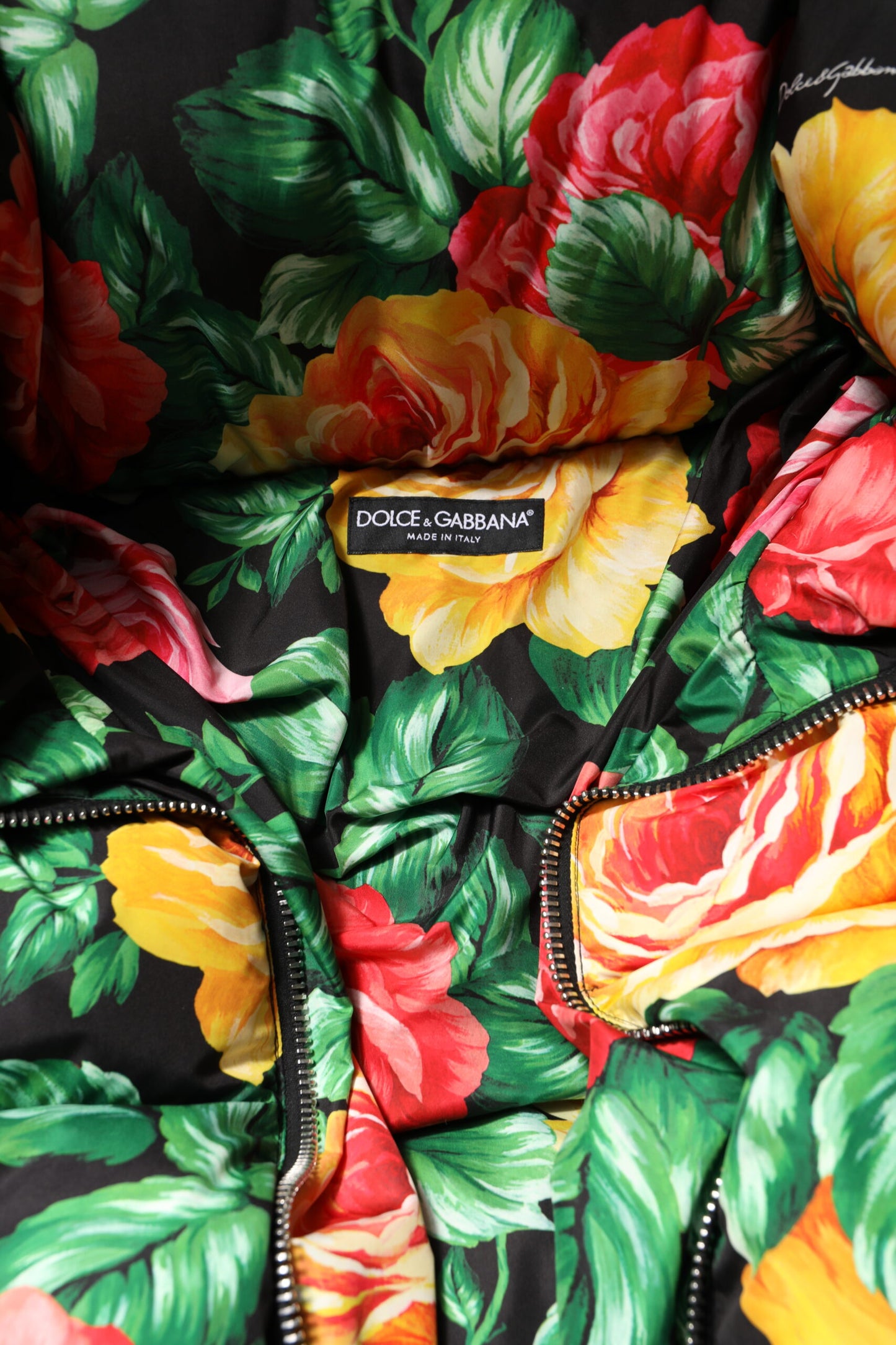 Dolce & Gabbana Multicolor Floral Puffer Hooded Jacket Dolce & Gabbana