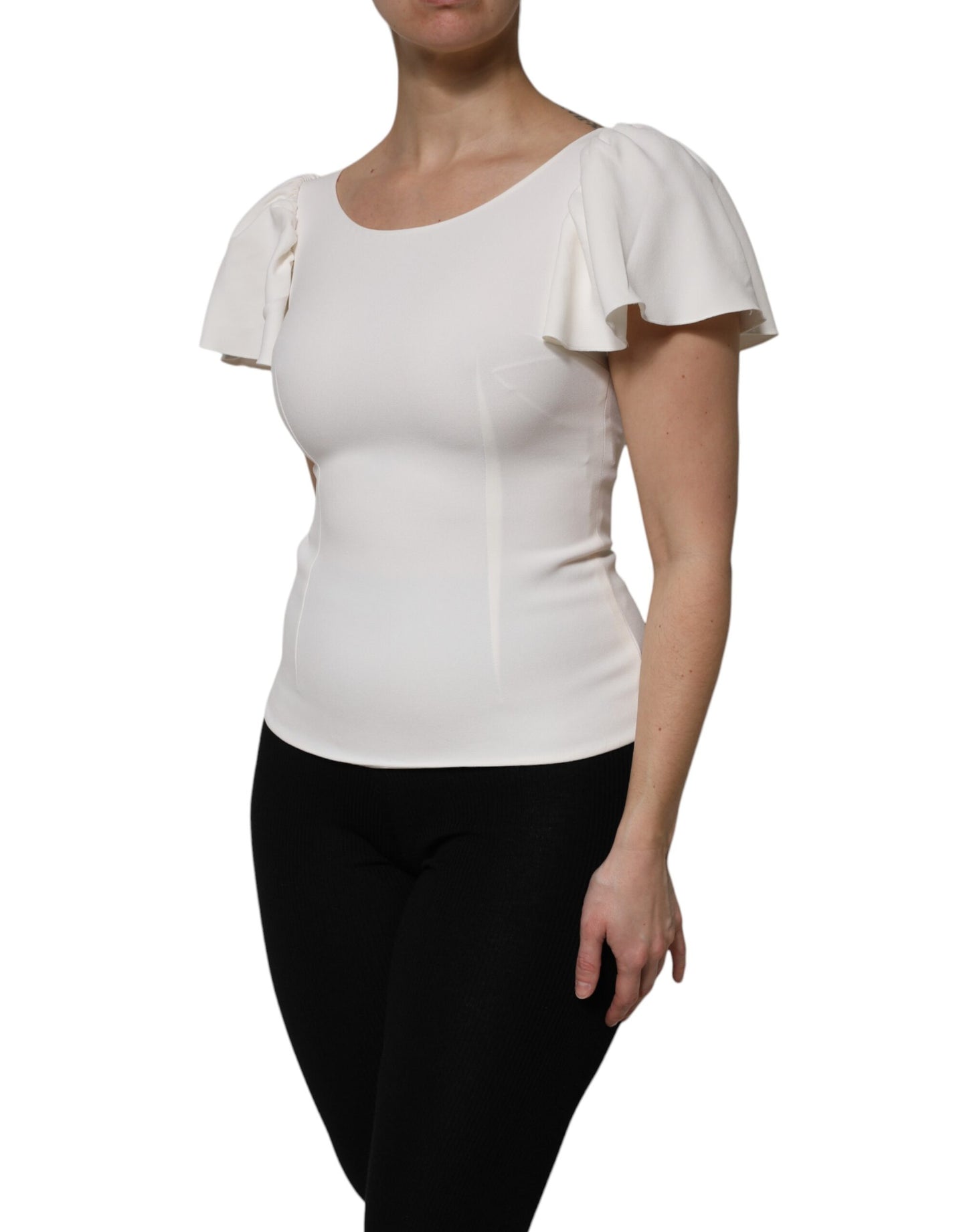 Dolce & Gabbana White Viscose Round Neck Short Sleeves Top Dolce & Gabbana