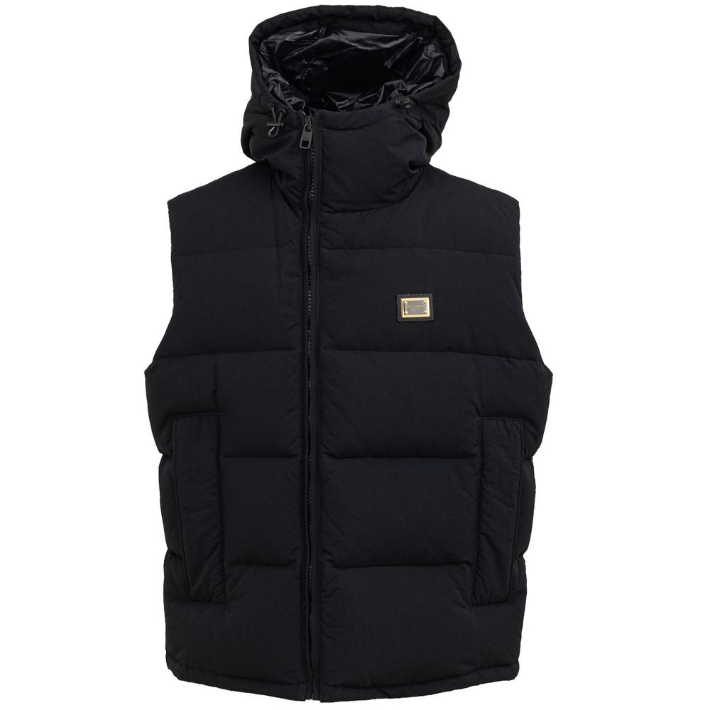 Dolce & Gabbana Black Polyester Sleveless Jacket Dolce & Gabbana