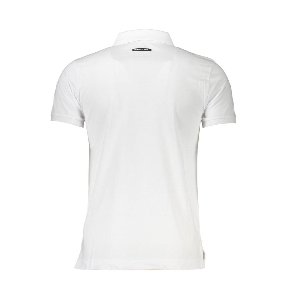 Cavalli Class Bianco Cotton Men Polo Shirt Cavalli Class