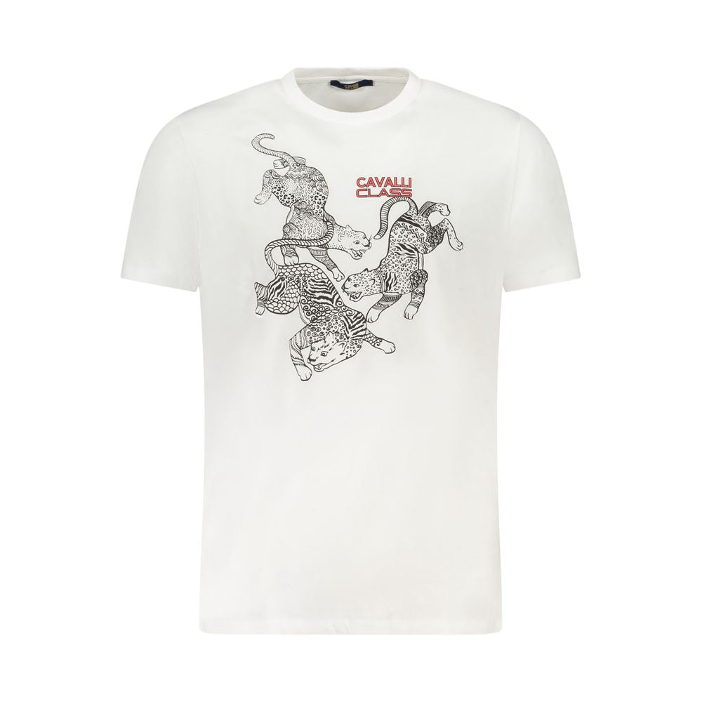 Cavalli Class White Cotton Men T-Shirt Cavalli Class