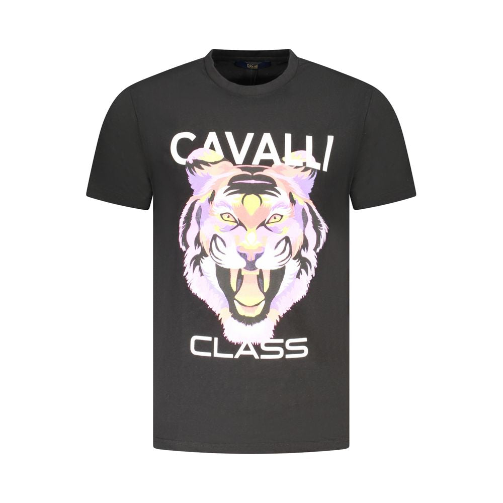 Cavalli Class Black Cotton Men T-Shirt Cavalli Class