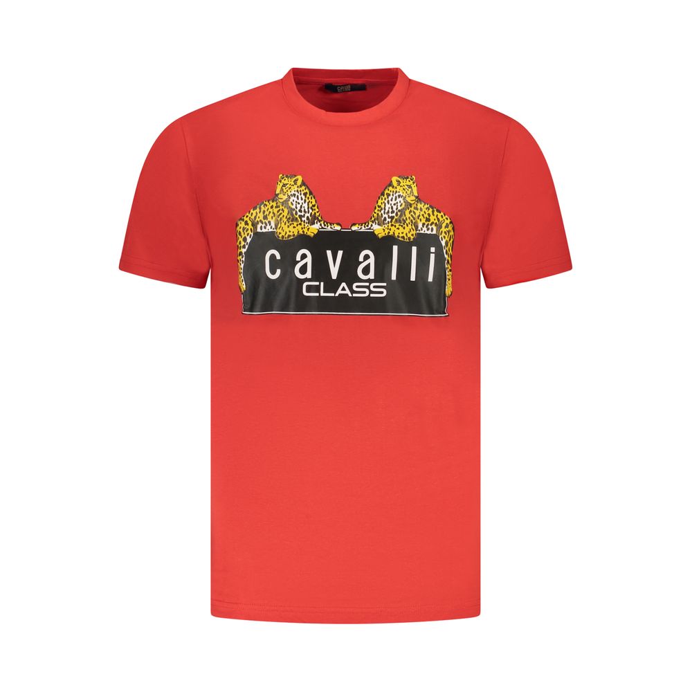Cavalli Class Red Cotton Men T-Shirt Cavalli Class