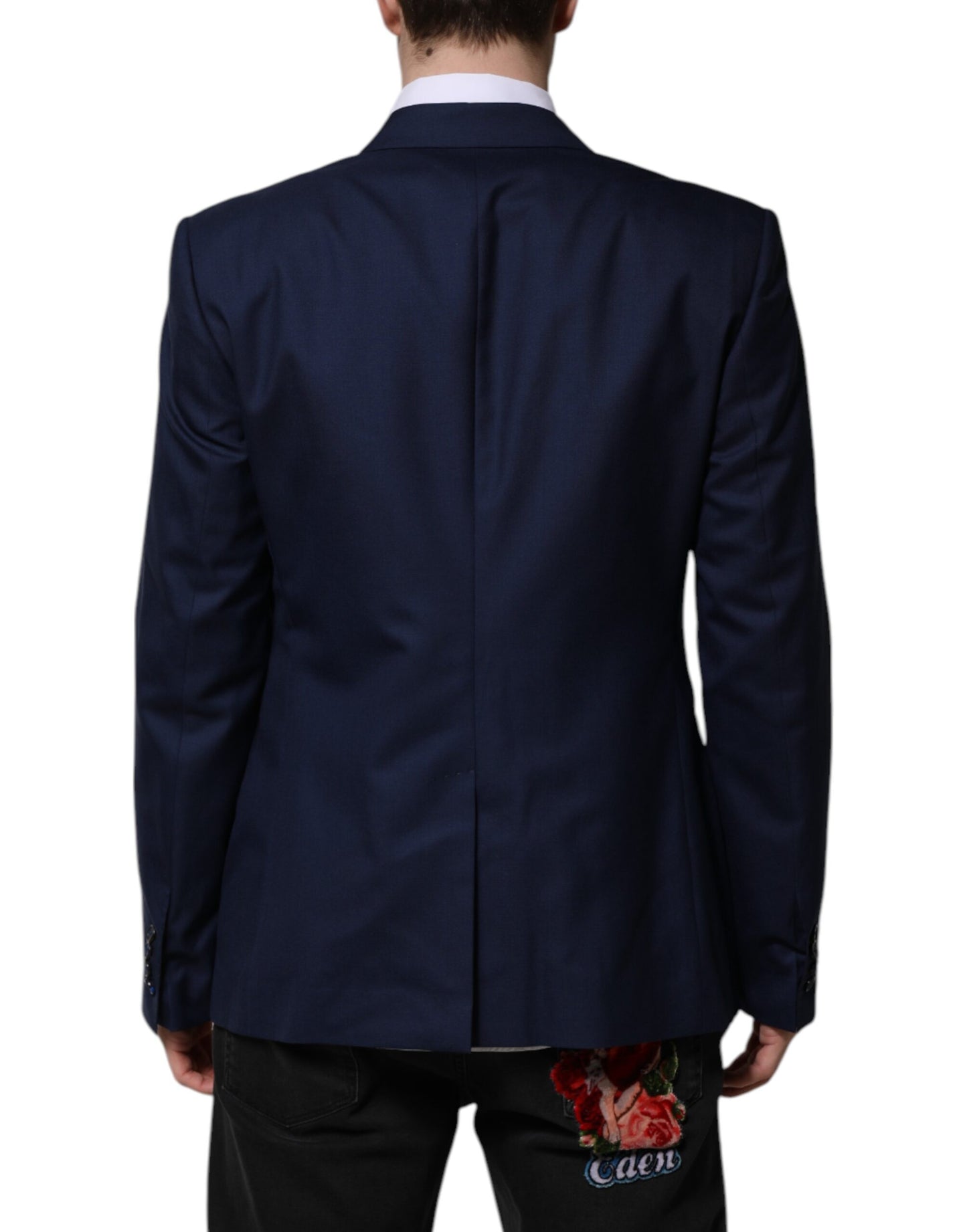 Dolce & Gabbana Blue Wool Single Breasted Suit Coat Blazer Dolce & Gabbana