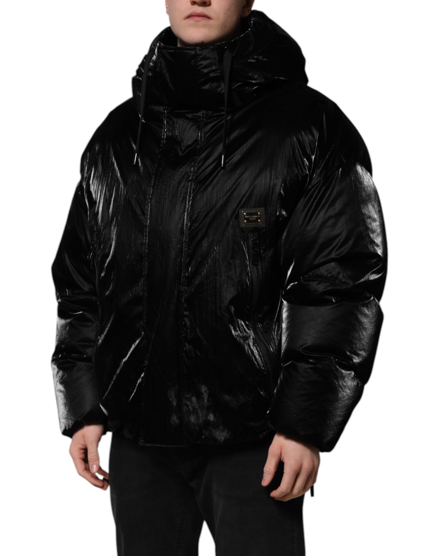 Dolce & Gabbana Black Logo Full Zip Hooded Quilted Jacket Dolce & Gabbana