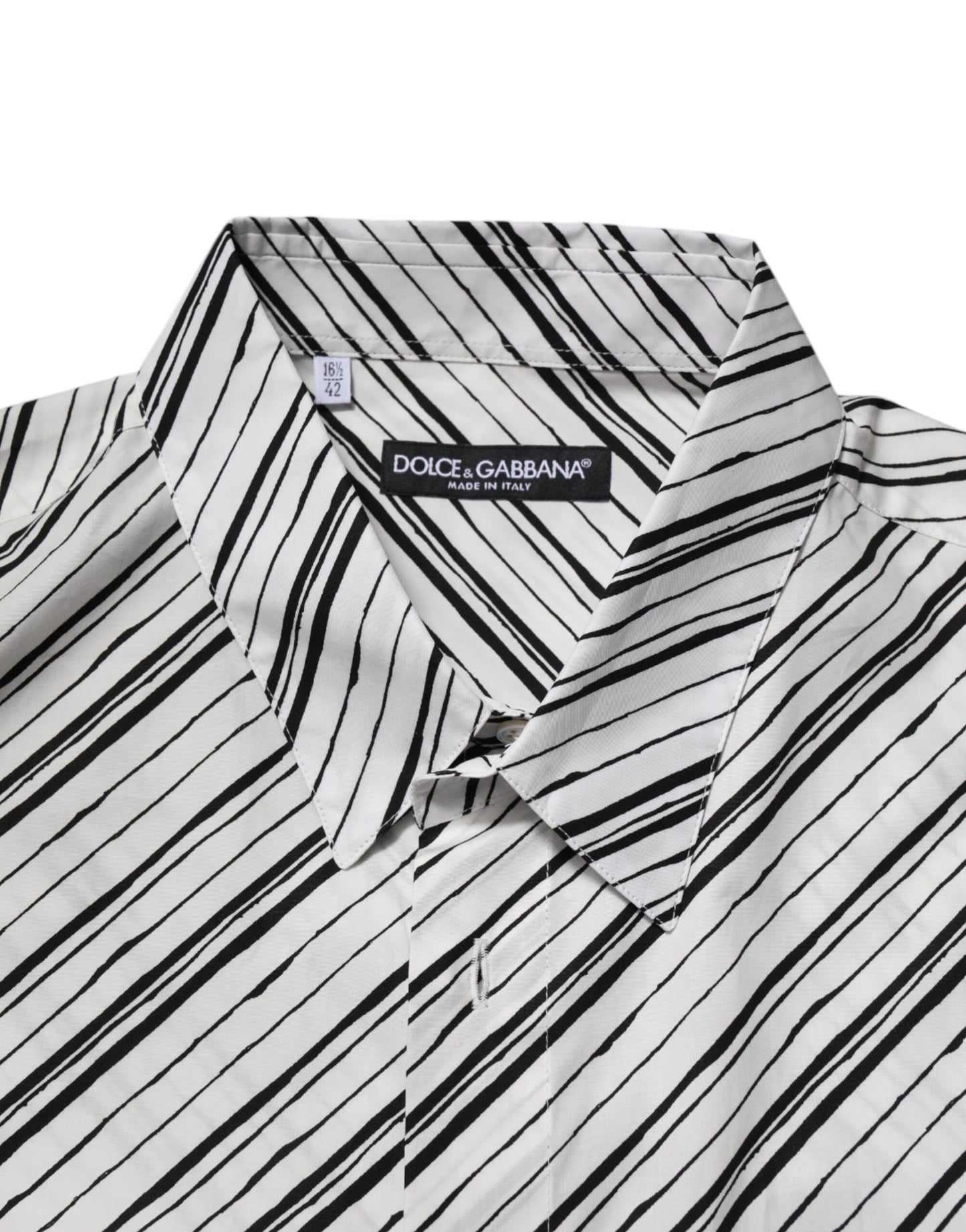 Dolce & Gabbana White Striped Long Sleeves Men Formal Shirt Dolce & Gabbana