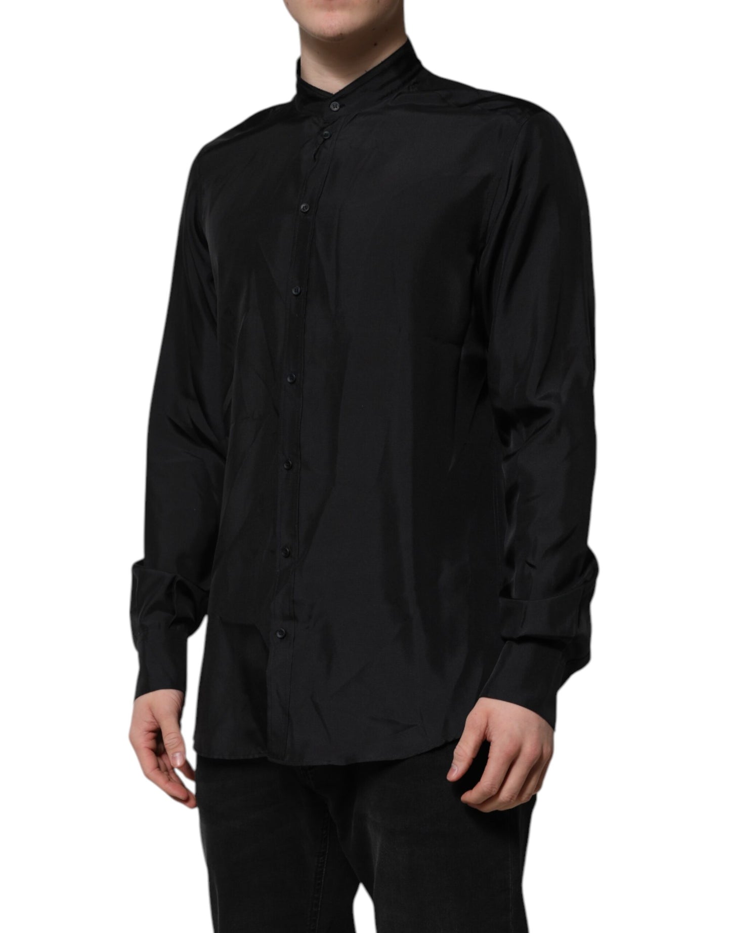 Dolce & Gabbana Dark Blue Silk MARTINI Men Formal Dress Shirt Dolce & Gabbana