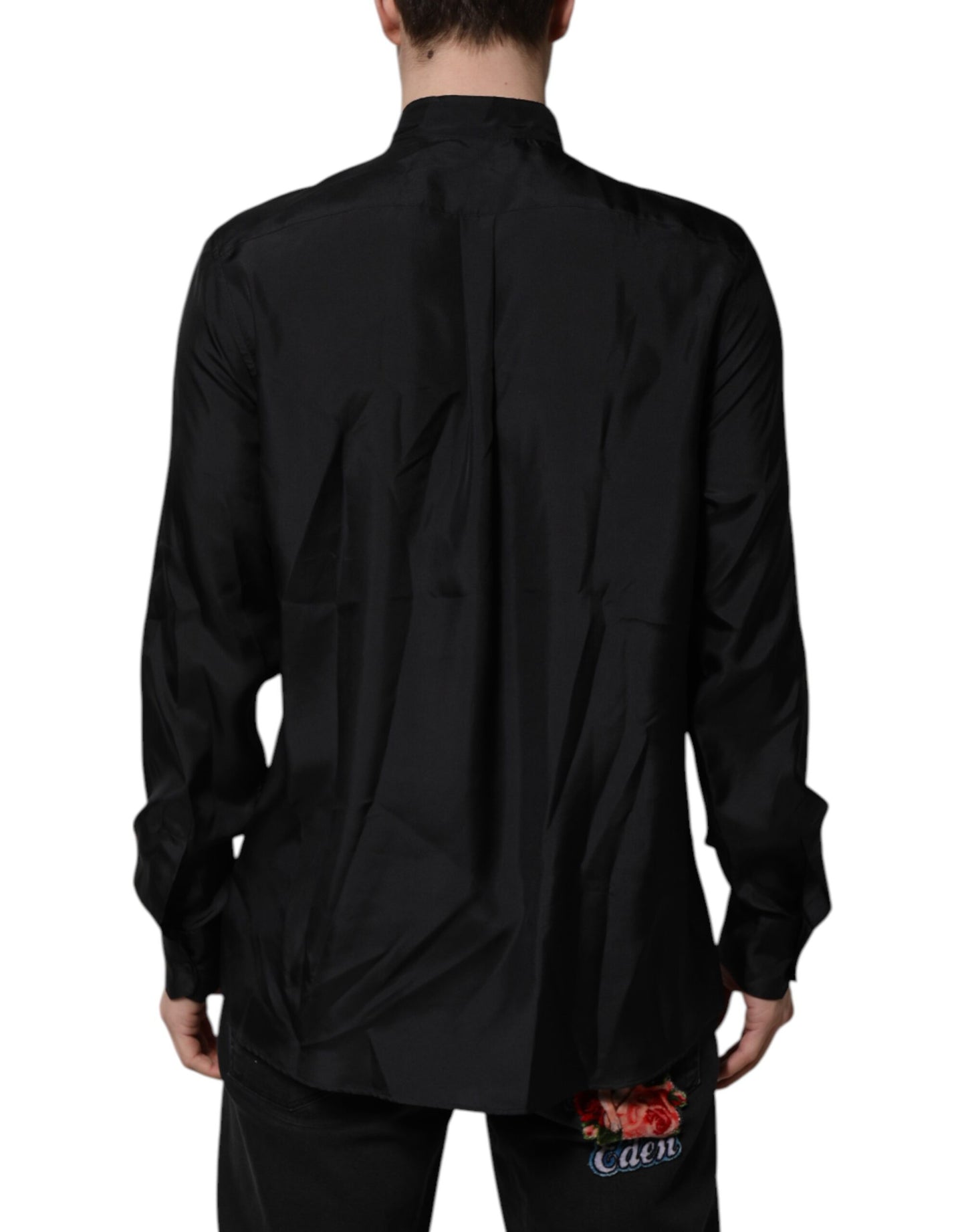 Dolce & Gabbana Dark Blue Silk MARTINI Men Formal Dress Shirt Dolce & Gabbana