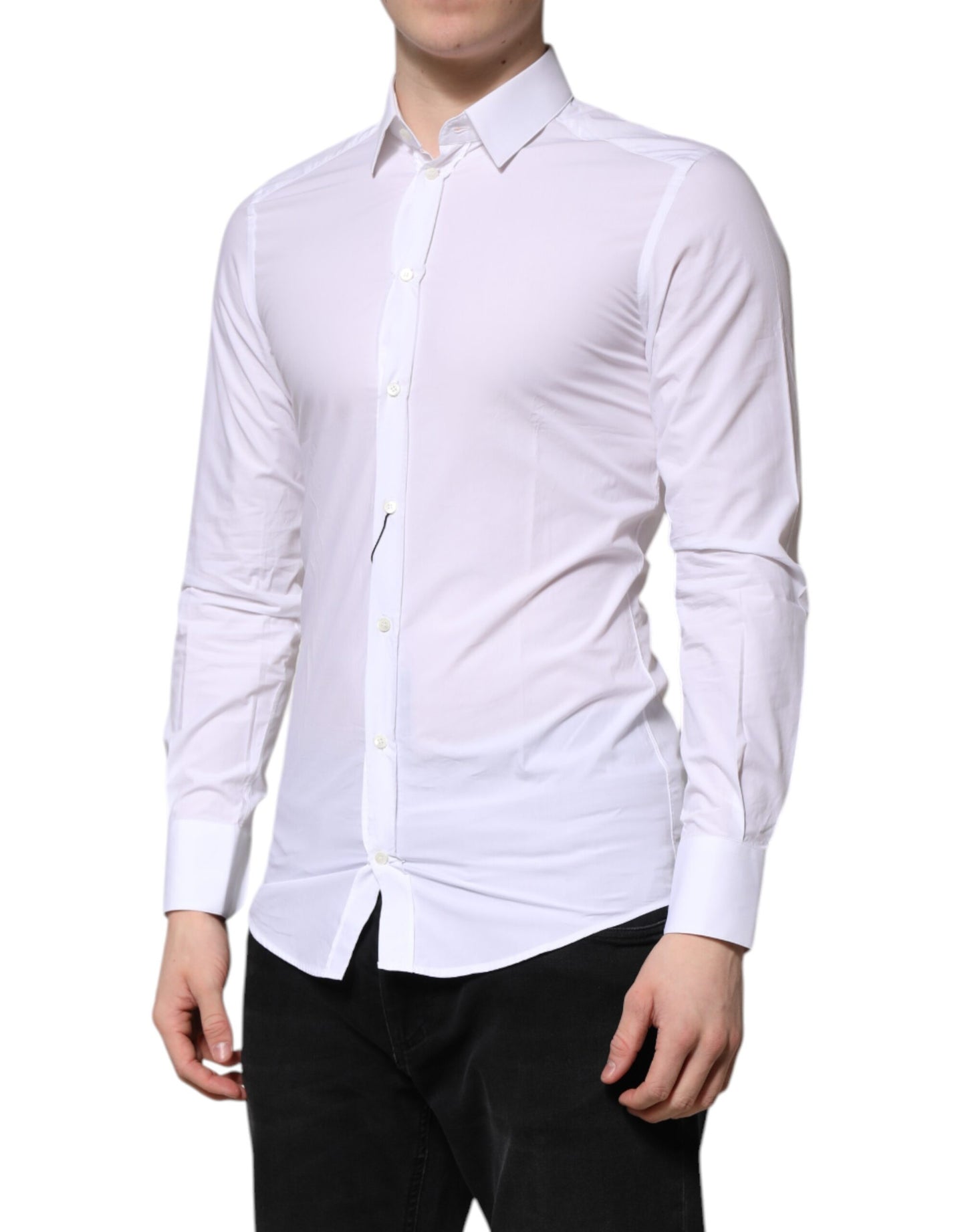 Dolce & Gabbana White Cotton GOLD Long Sleeves Dress Shirt Dolce & Gabbana