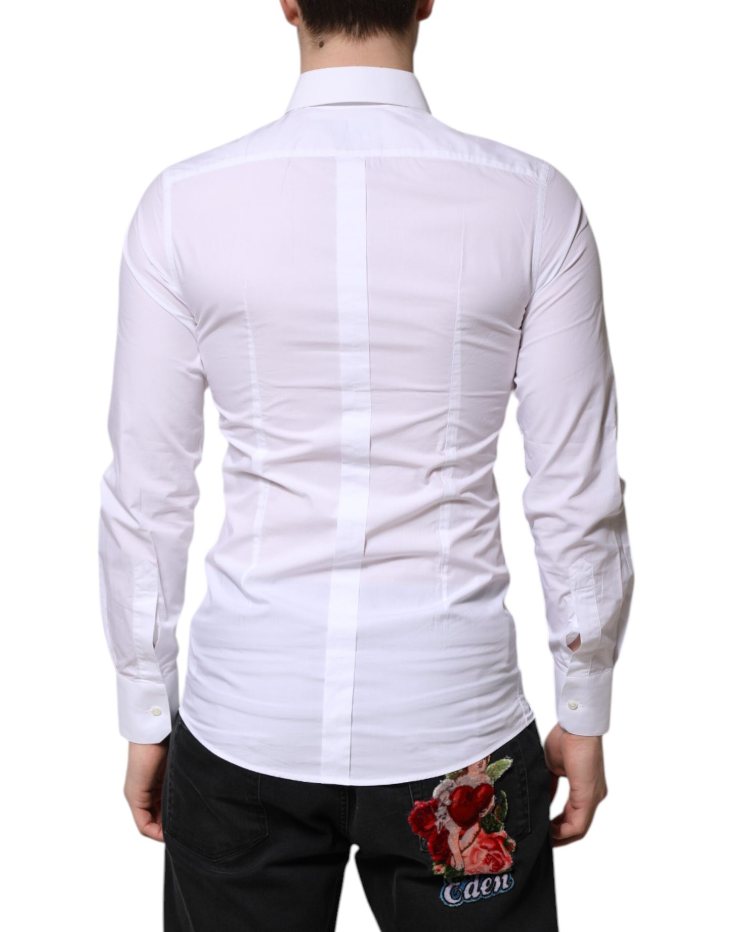 Dolce & Gabbana White Cotton GOLD Long Sleeves Dress Shirt Dolce & Gabbana