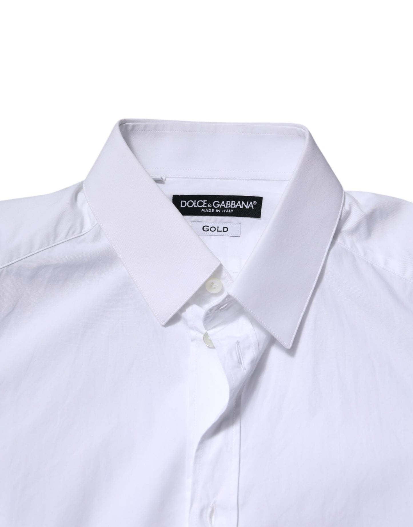 Dolce & Gabbana White Cotton GOLD Long Sleeves Dress Shirt Dolce & Gabbana