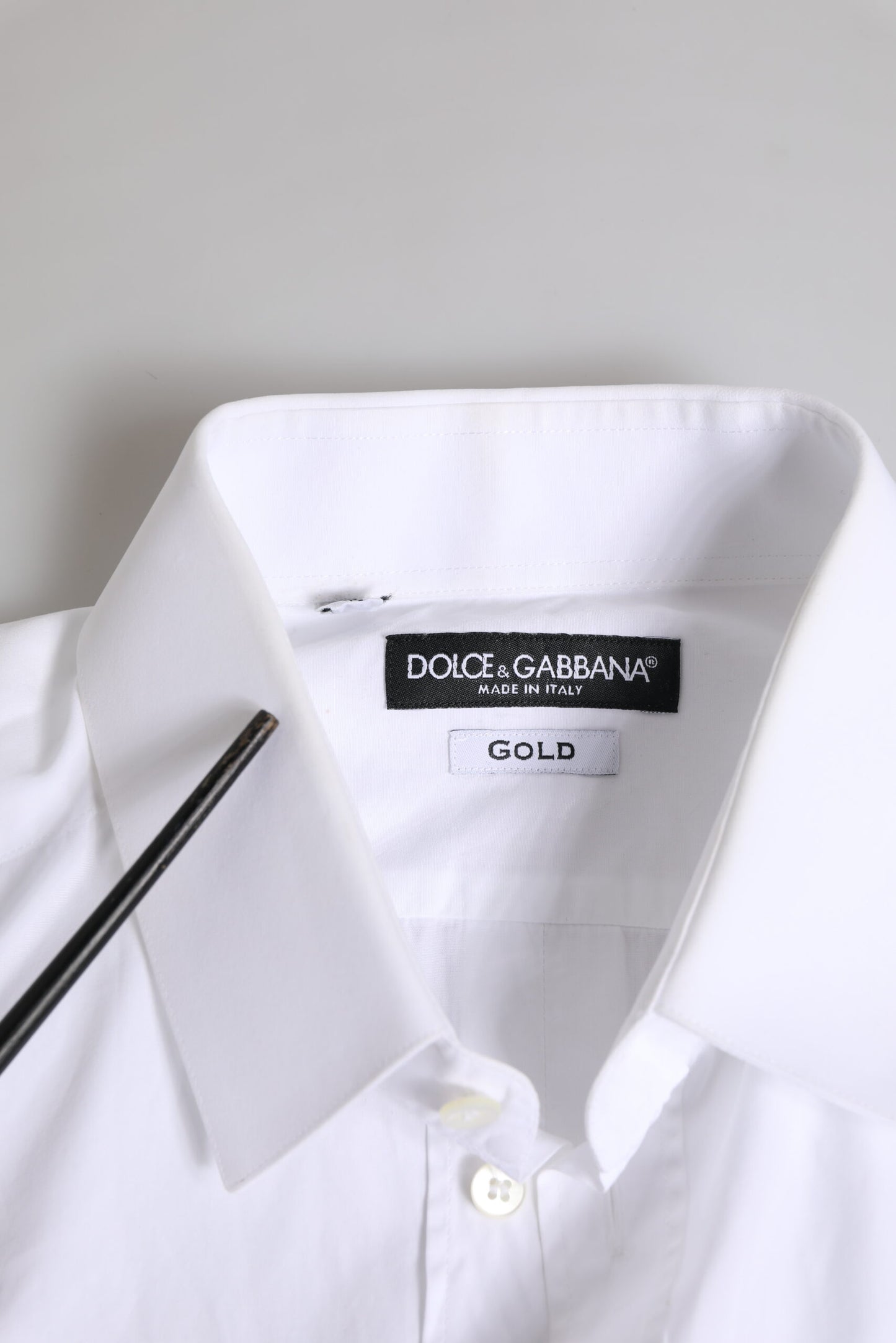 Dolce & Gabbana White Cotton GOLD Long Sleeves Dress Shirt Dolce & Gabbana