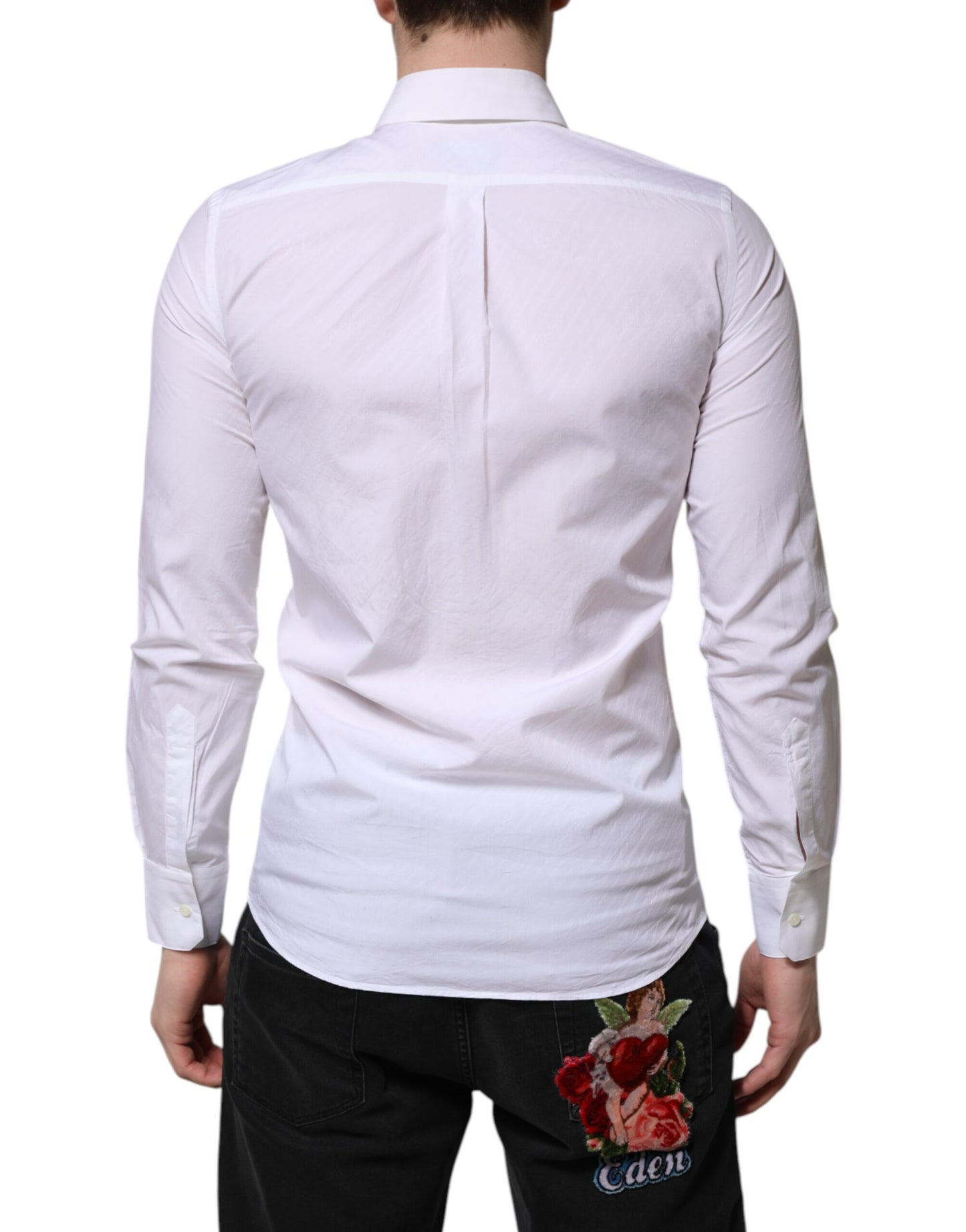 Dolce & Gabbana White Cotton MARTINI Long Sleeve Dress Shirt Dolce & Gabbana