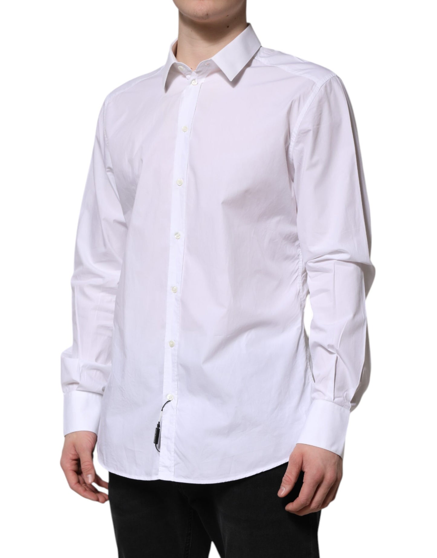 Dolce & Gabbana White Cotton GOLD Long Sleeves Dress Shirt Dolce & Gabbana