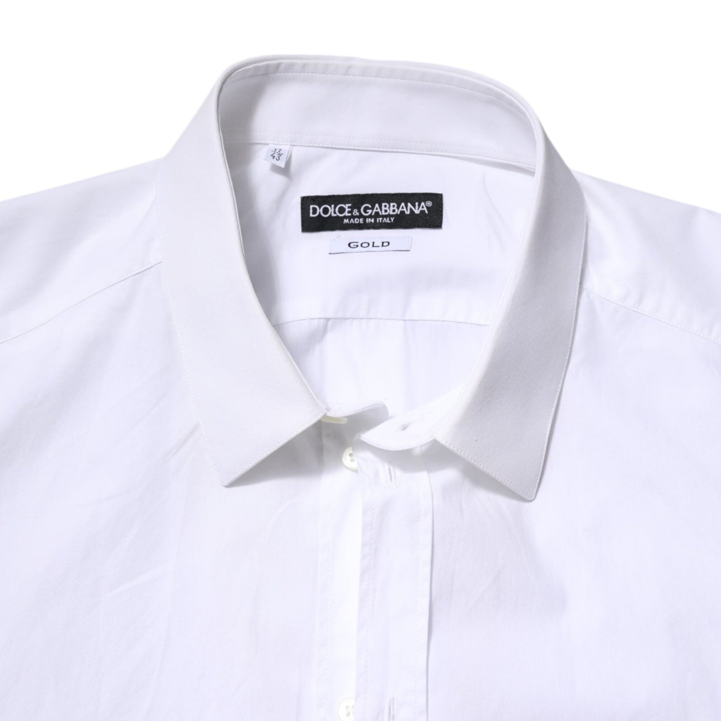 Dolce & Gabbana White Cotton GOLD Long Sleeves Dress Shirt
