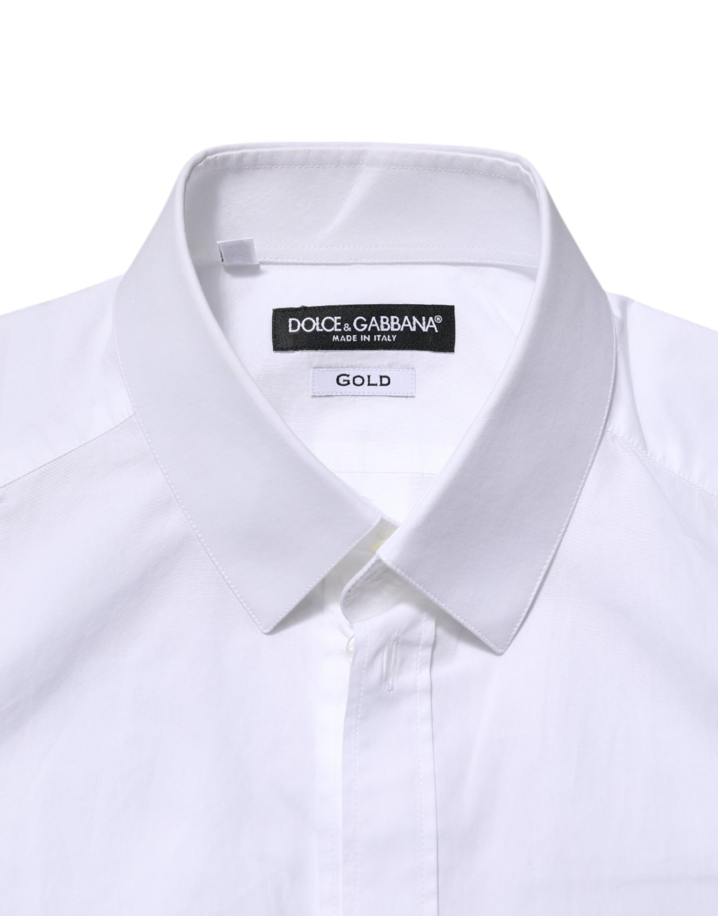 Dolce & Gabbana White Cotton GOLD Long Sleeve Men Dress Shirt Dolce & Gabbana