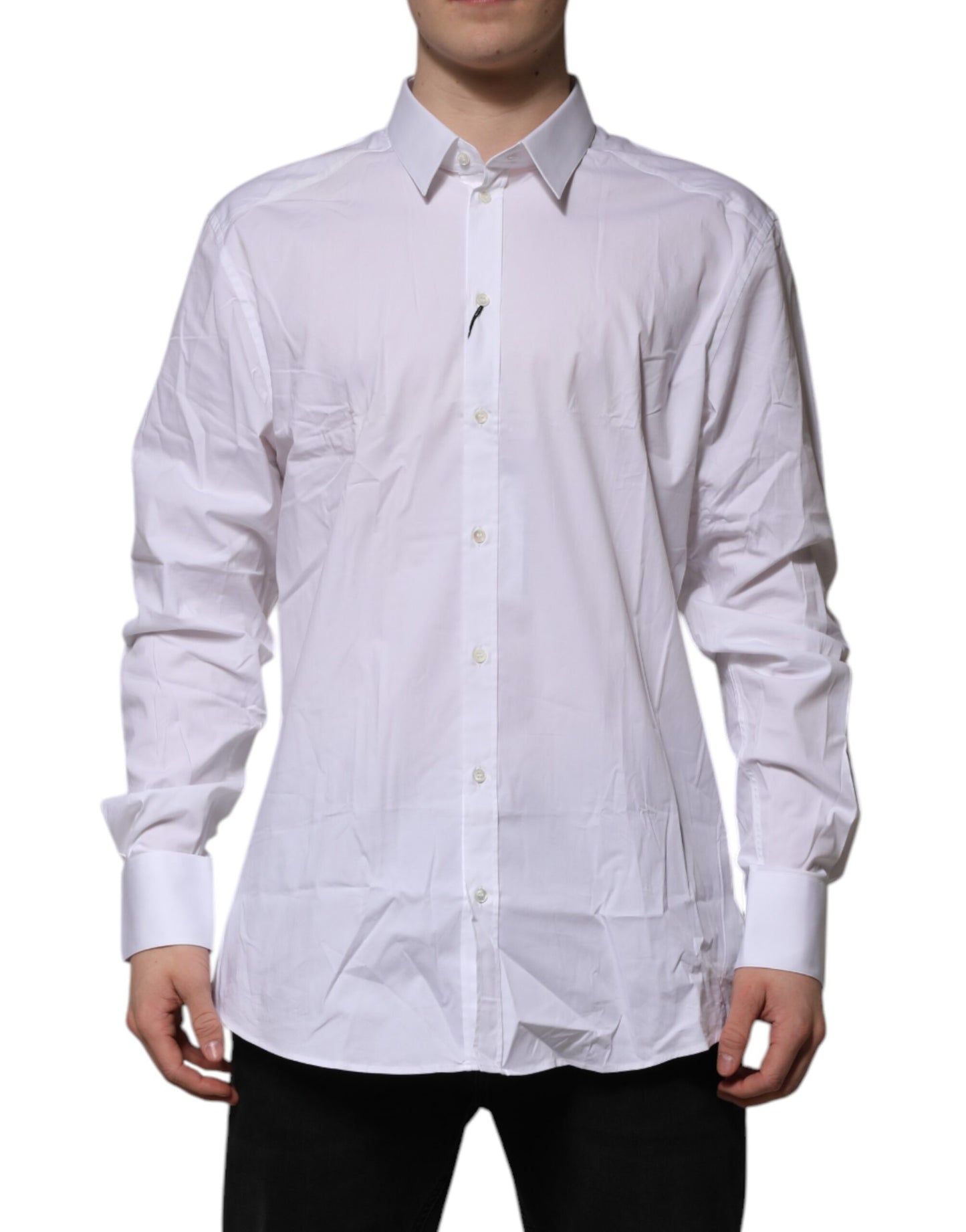 Dolce & Gabbana White Cotton GOLD Long Sleeves Dress Shirt Dolce & Gabbana