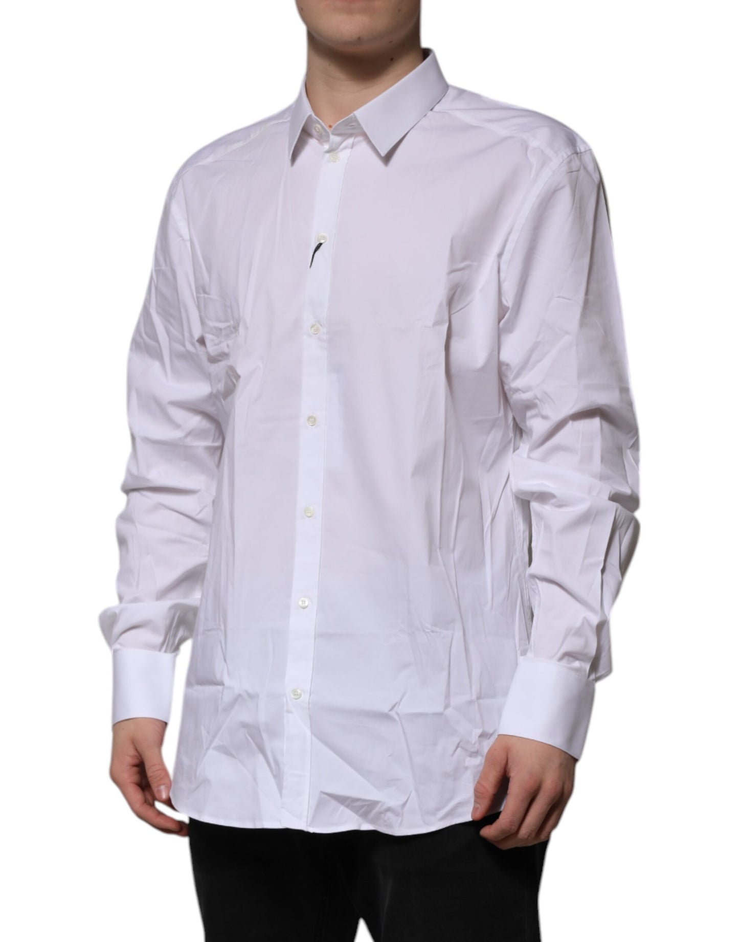 Dolce & Gabbana White Cotton GOLD Long Sleeves Dress Shirt Dolce & Gabbana