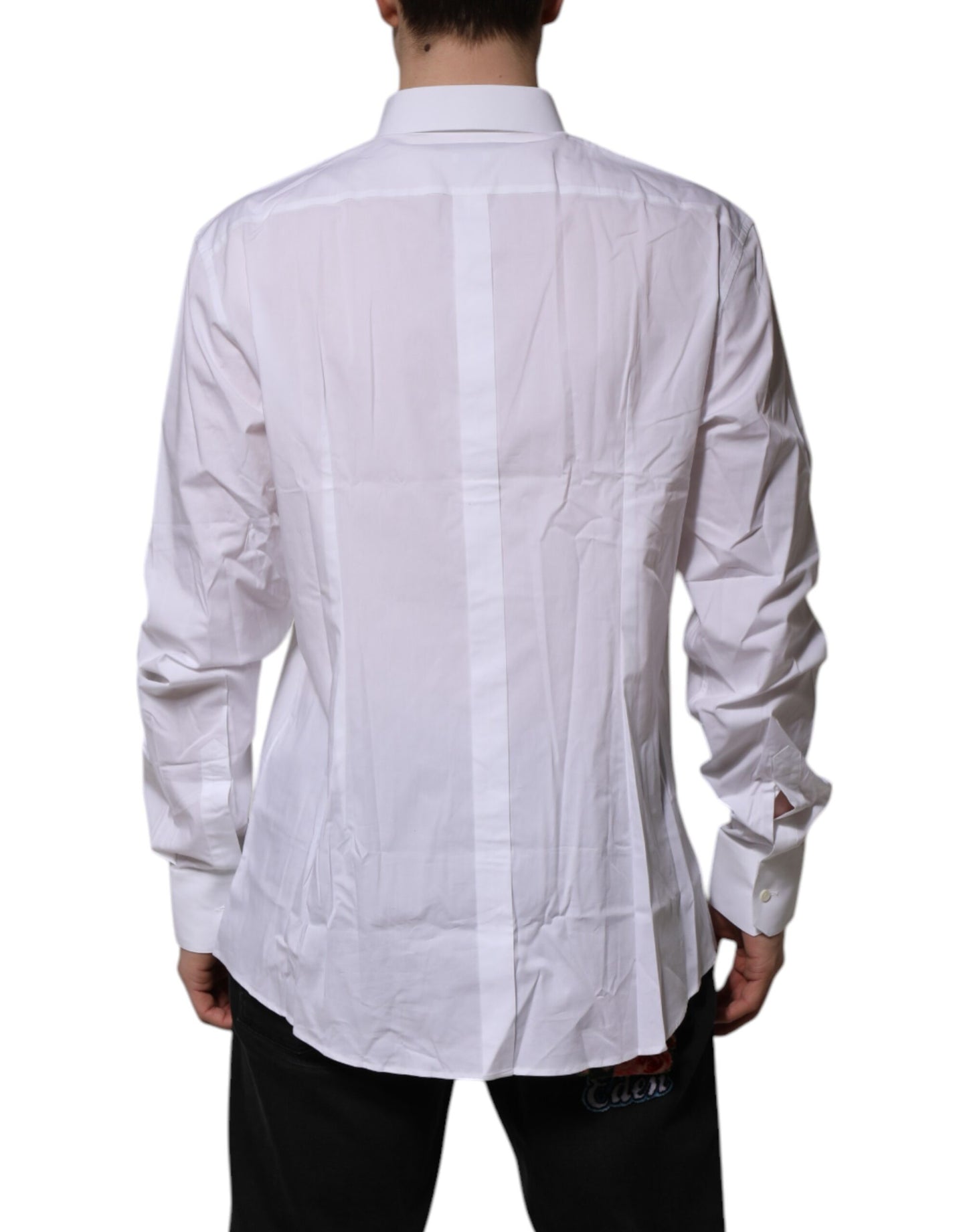 Dolce & Gabbana White Cotton GOLD Long Sleeves Dress Shirt Dolce & Gabbana