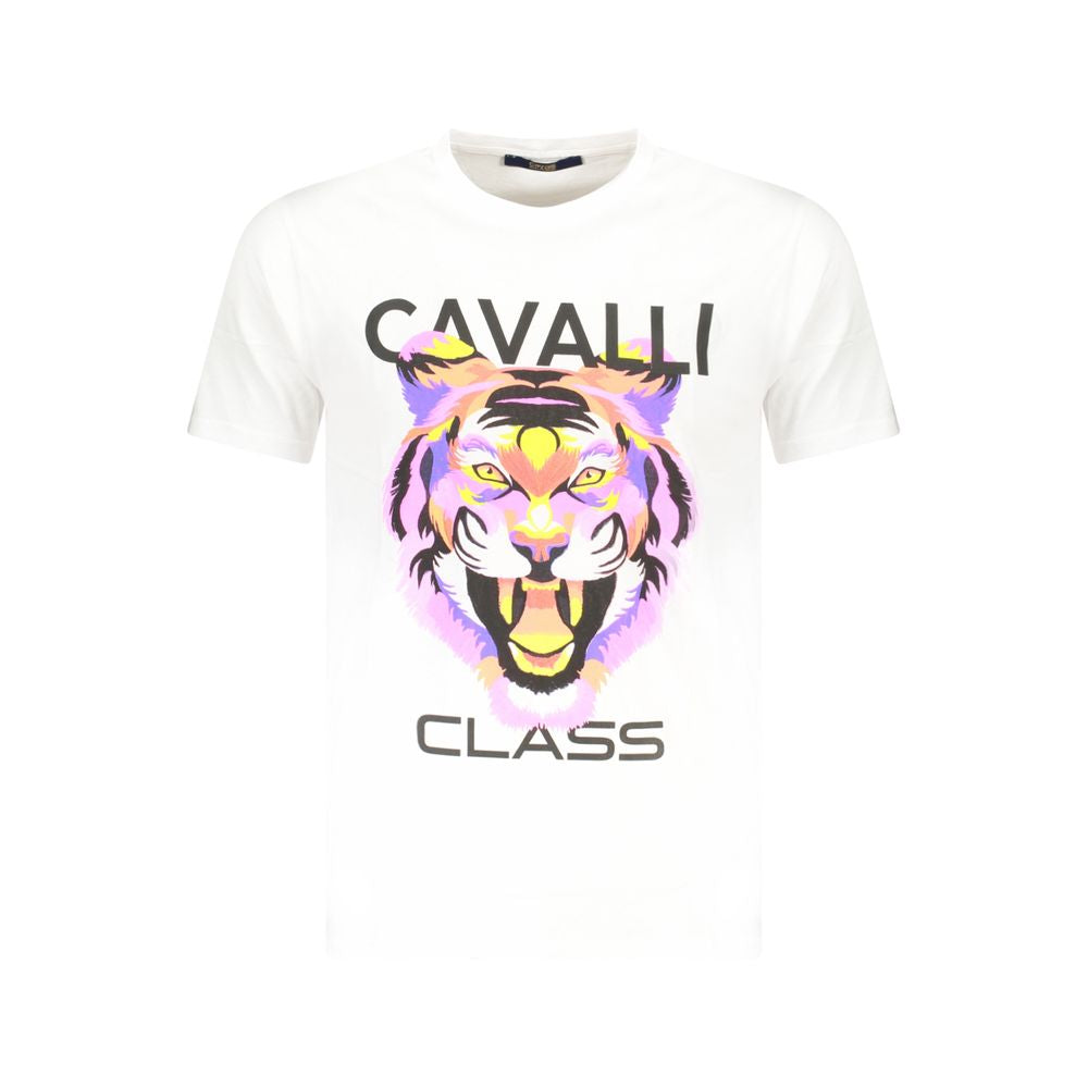 Cavalli Class White Cotton Men T-Shirt Cavalli Class