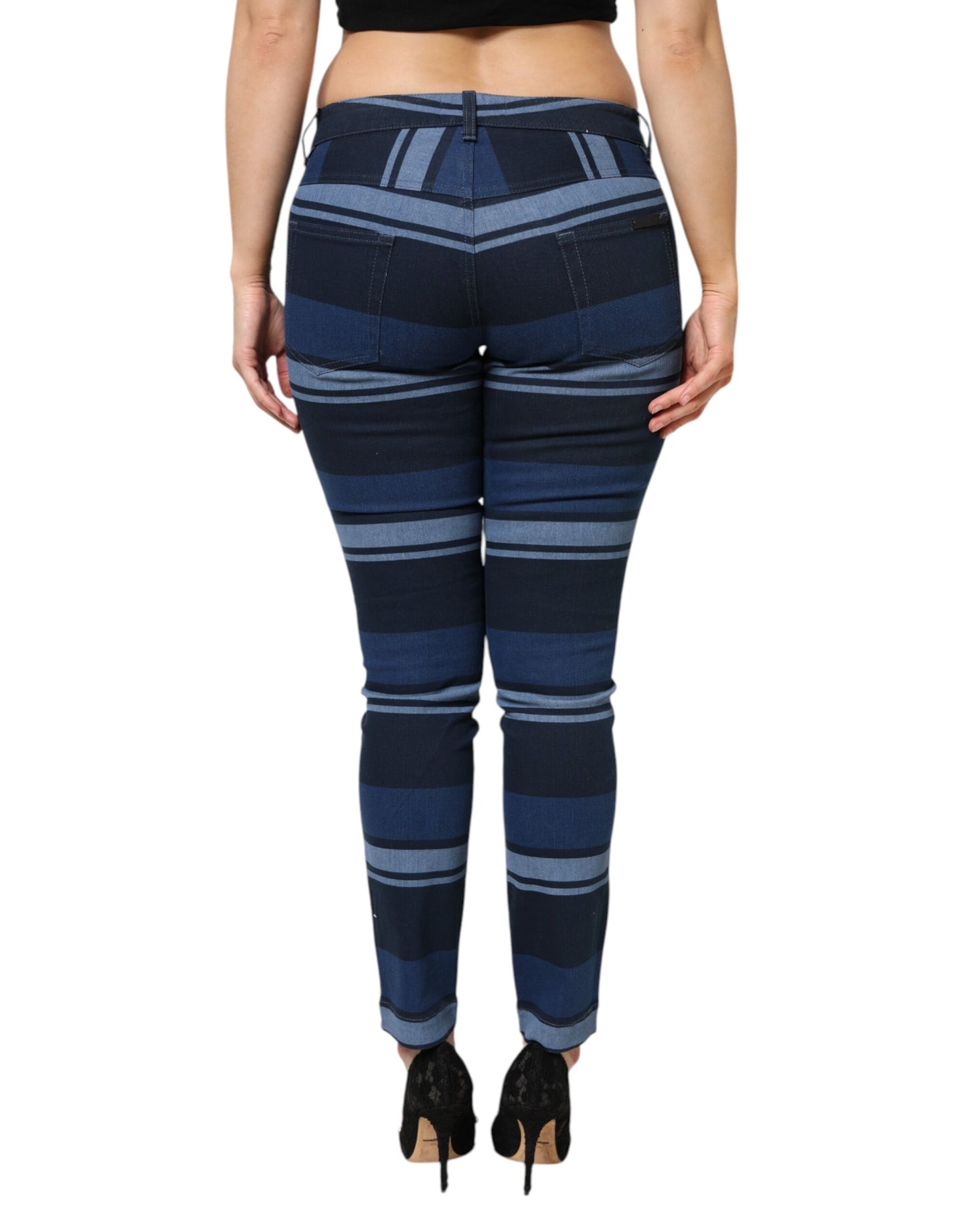 Dolce & Gabbana Blue Striped Cotton Stretch Denim Jeans Dolce & Gabbana