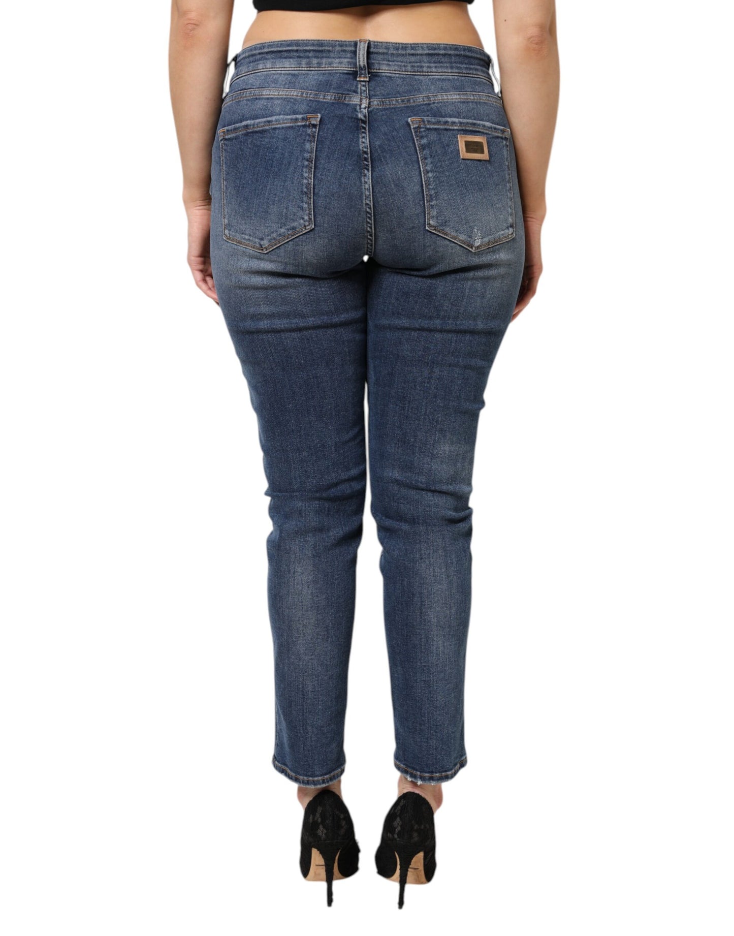 Dolce & Gabbana Blue Washed Cotton Low Waist Denim Jeans Dolce & Gabbana
