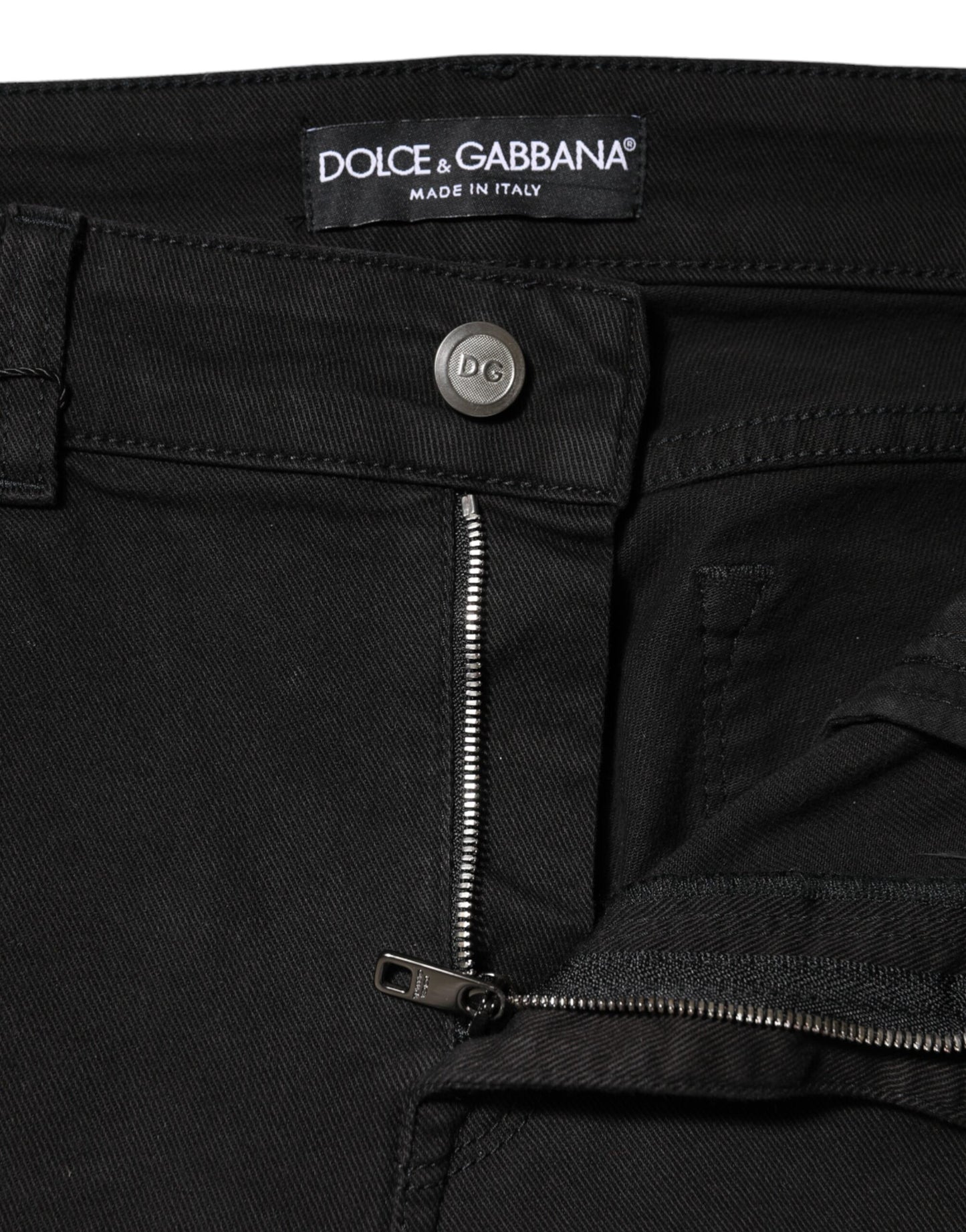 Dolce & Gabbana Black Cotton Mid Waist Denim Jeans Dolce & Gabbana