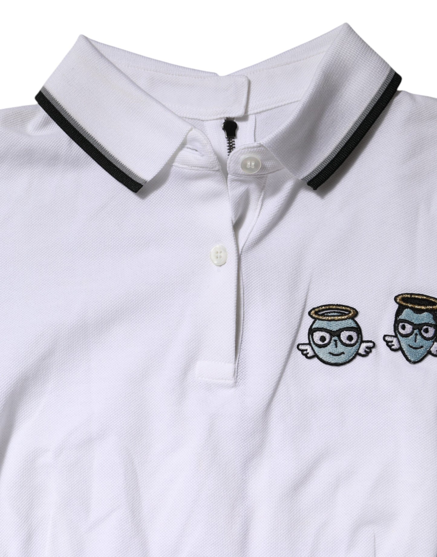 Dolce & Gabbana White Cotton Short Sleeves Collared Polo Top Dolce & Gabbana