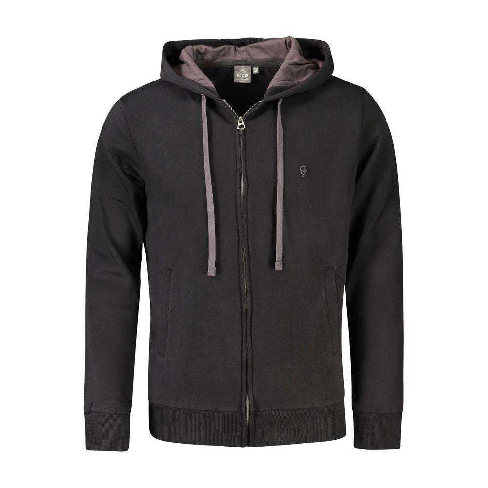 Coveri Moving Black Cotton Men Sweater Coveri Moving