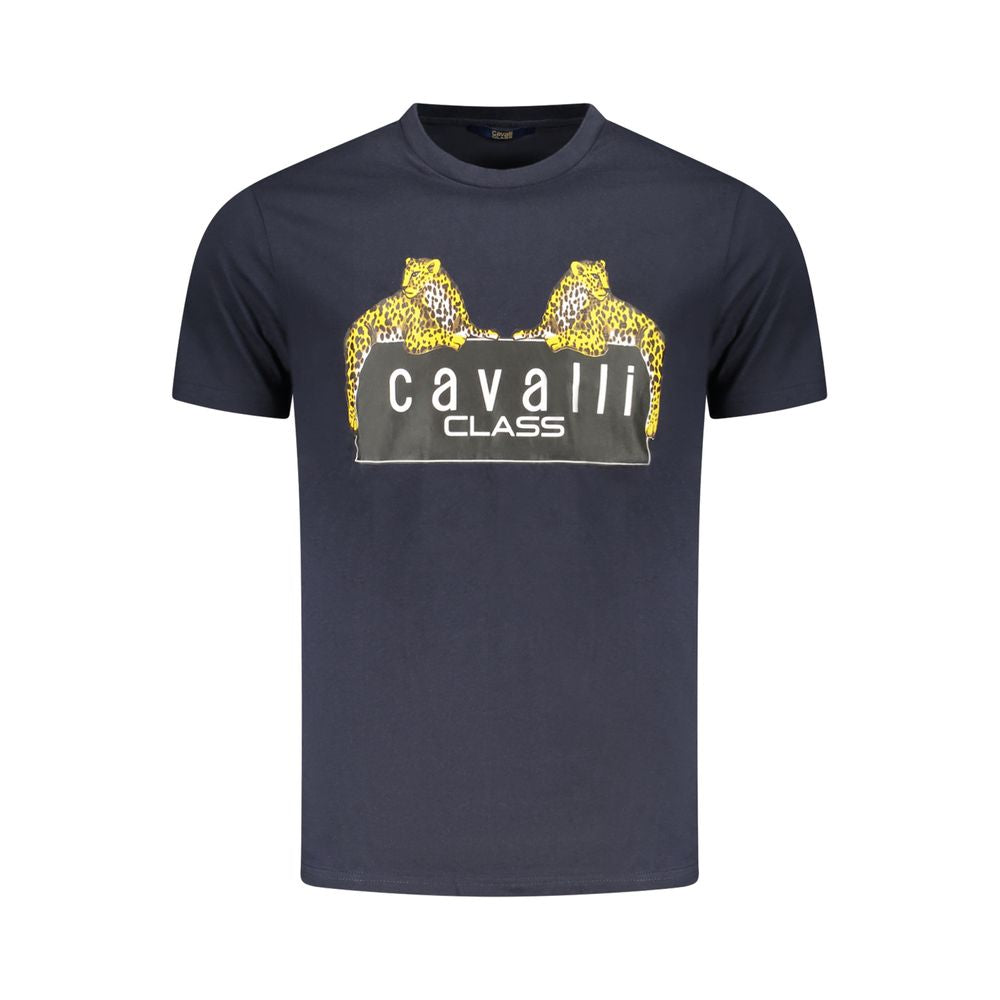 Cavalli Class Blue Cotton Men T-Shirt Cavalli Class