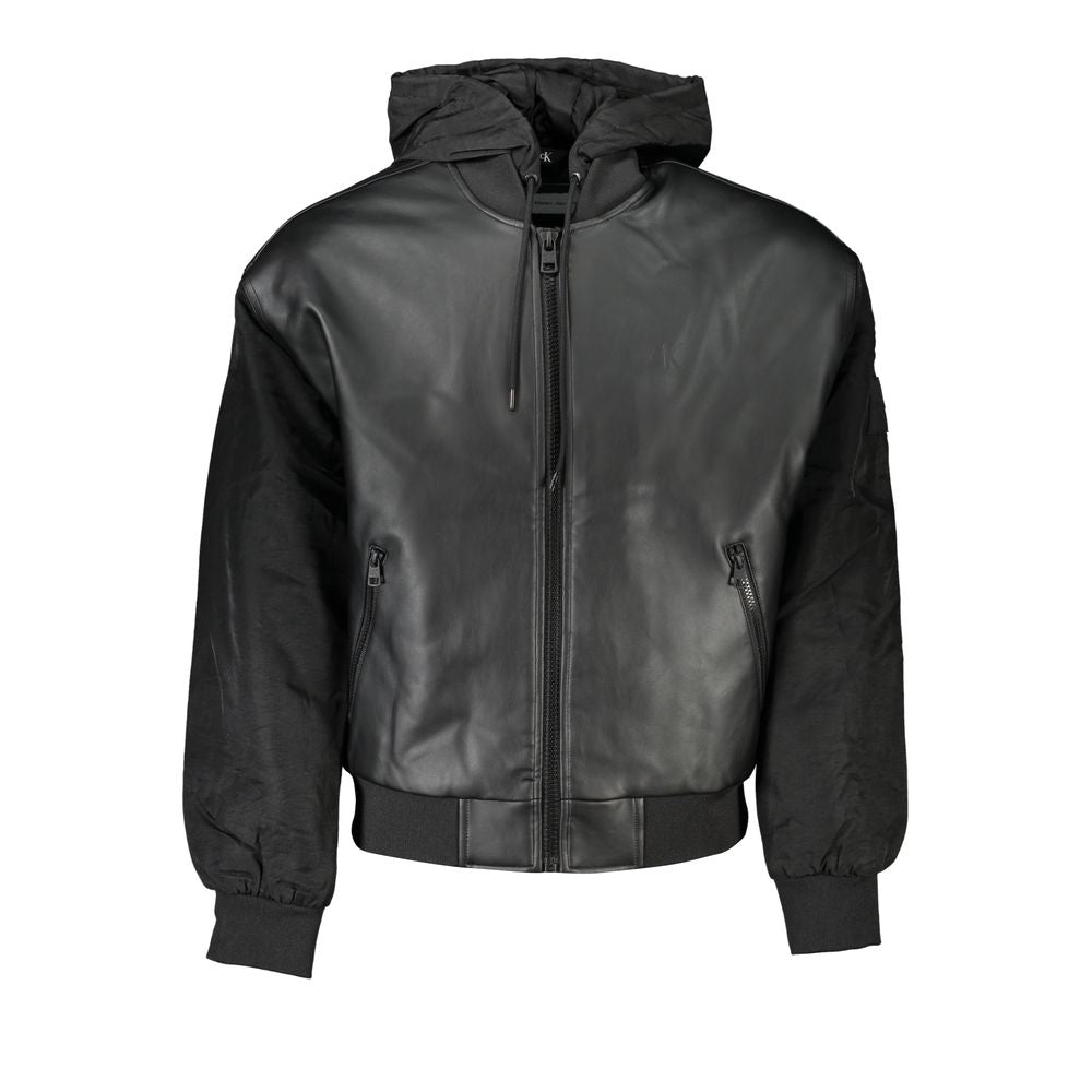 Calvin Klein Sleek Black Hooded Jacket with Contrasting Details Calvin Klein